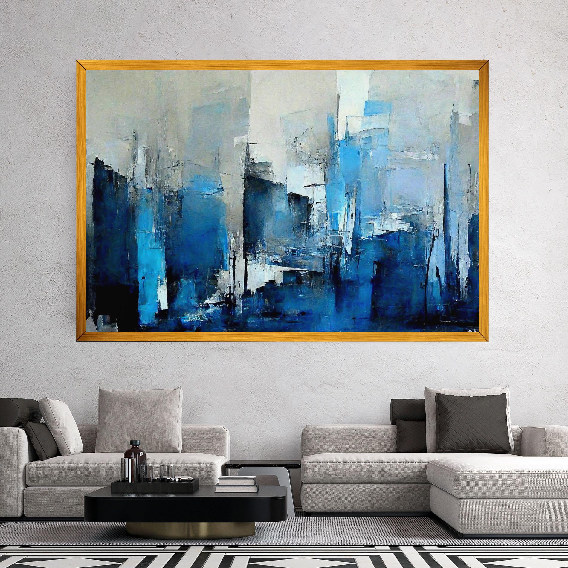 Leinwandbild Blue Gray Color mockup 2