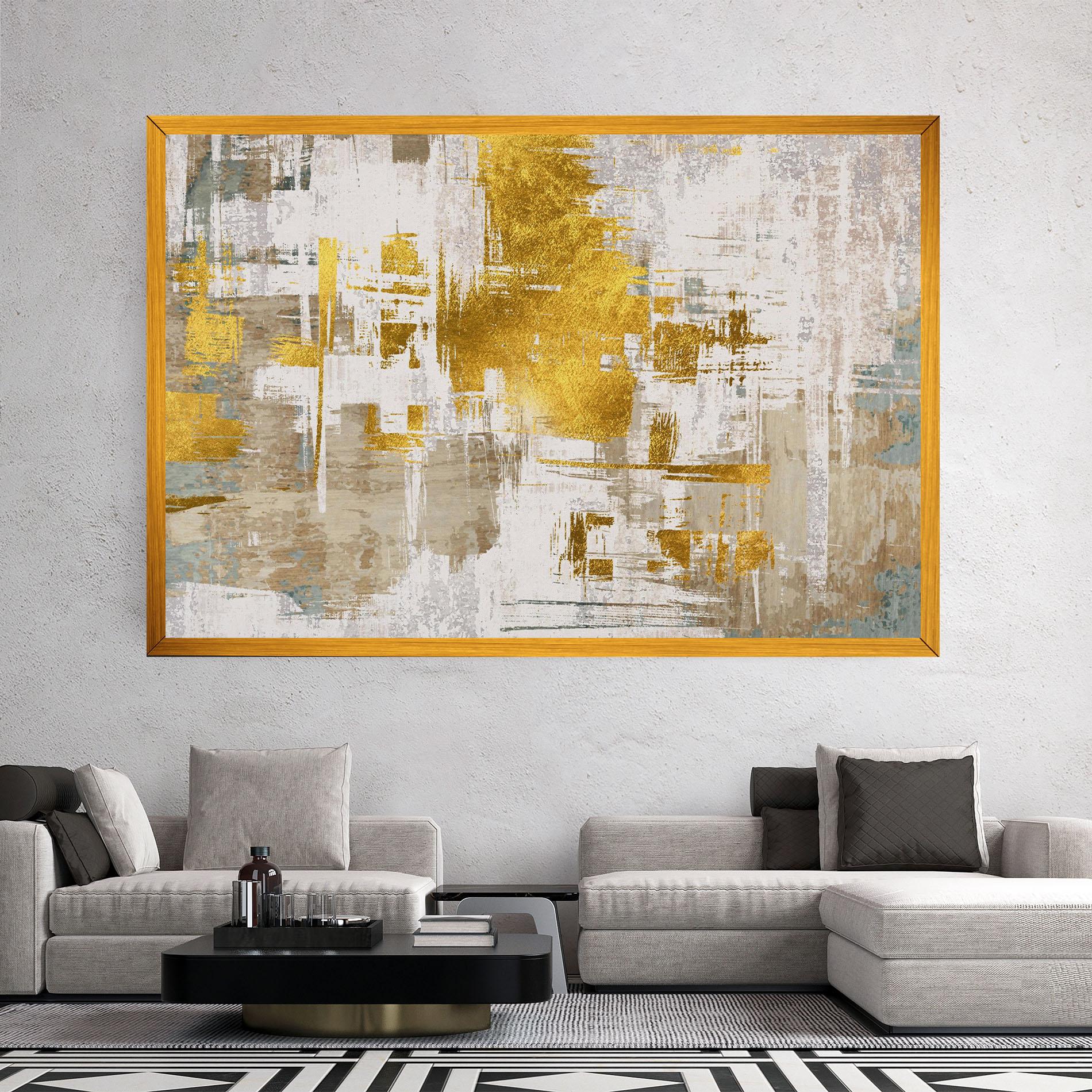 Leinwandbild Gold And White Brush mockup 2