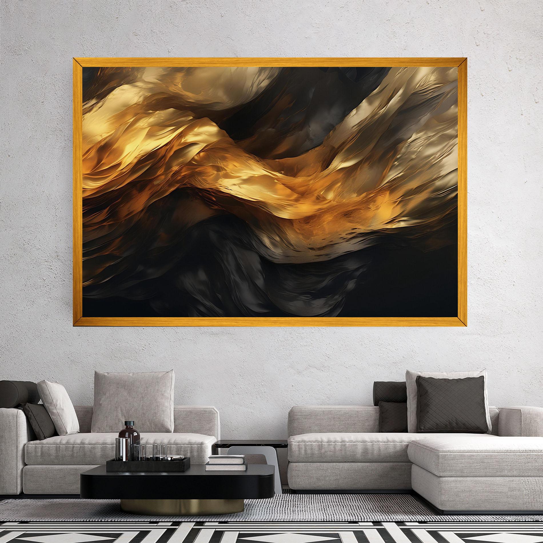 Leinwandbild Golden Waves With Black mockup 2