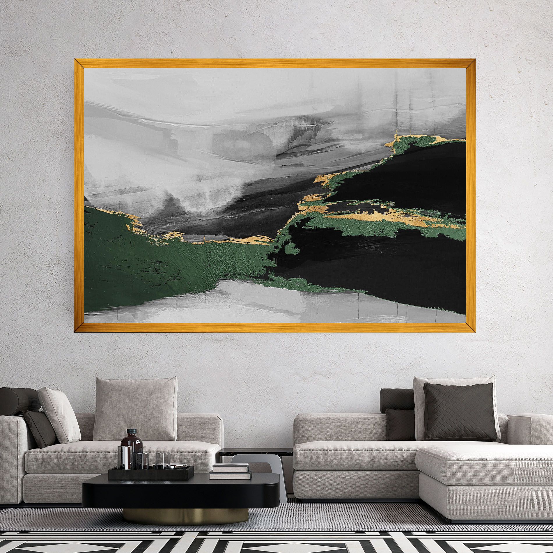 Grey With Green Painting mockup 2