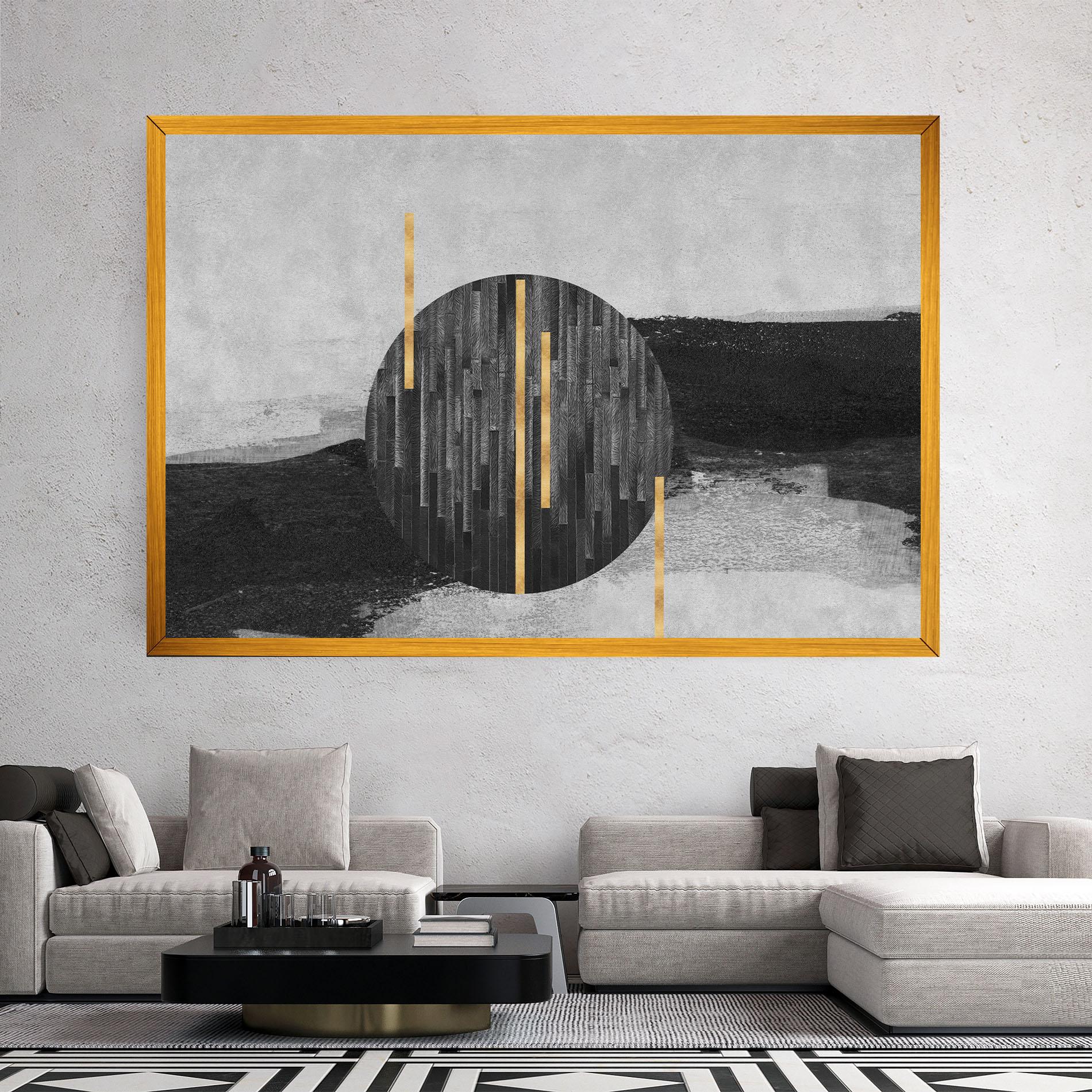 Leinwandbild Modern Circle With Gold mockup 2