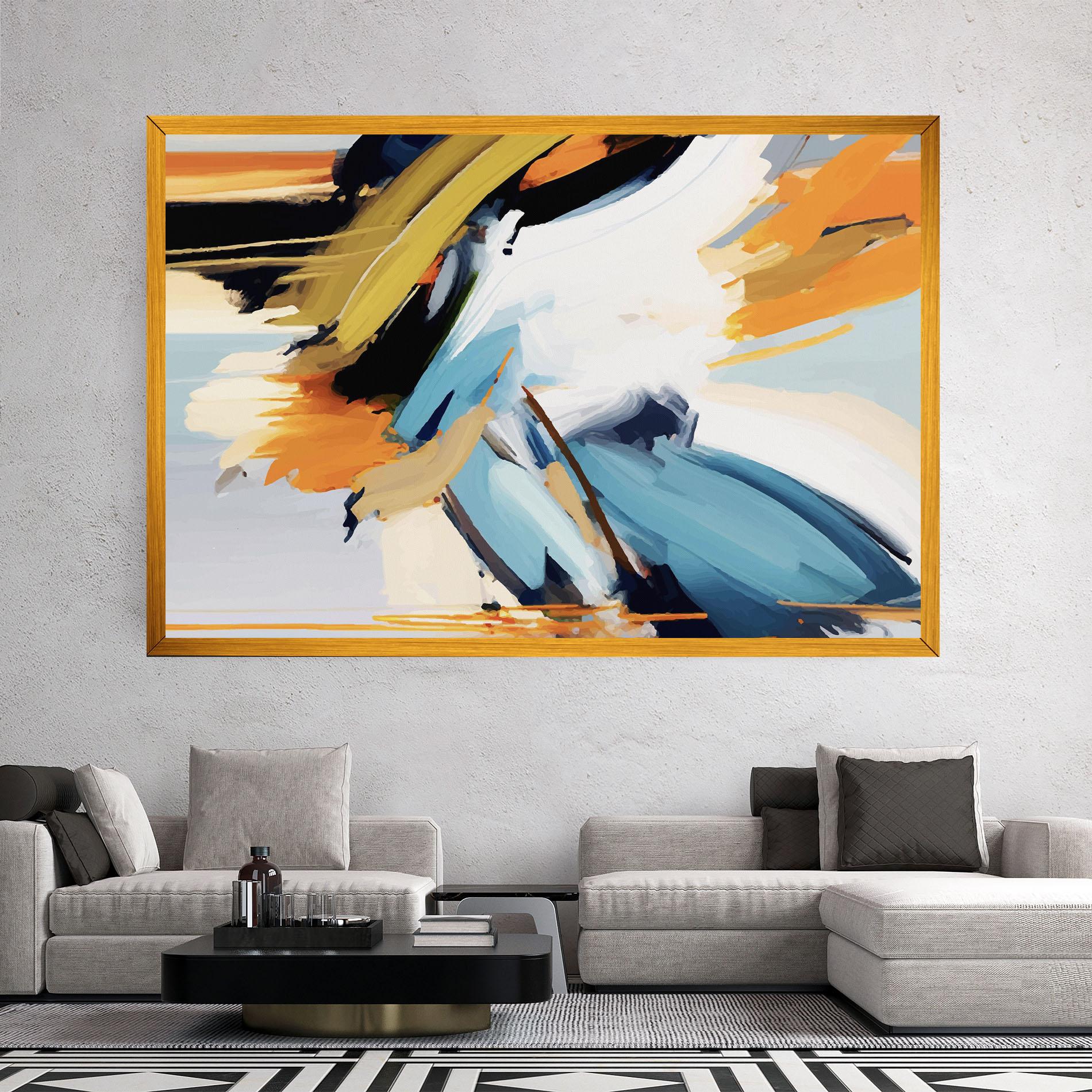 Leinwandbild Orange Blue Art mockup 2