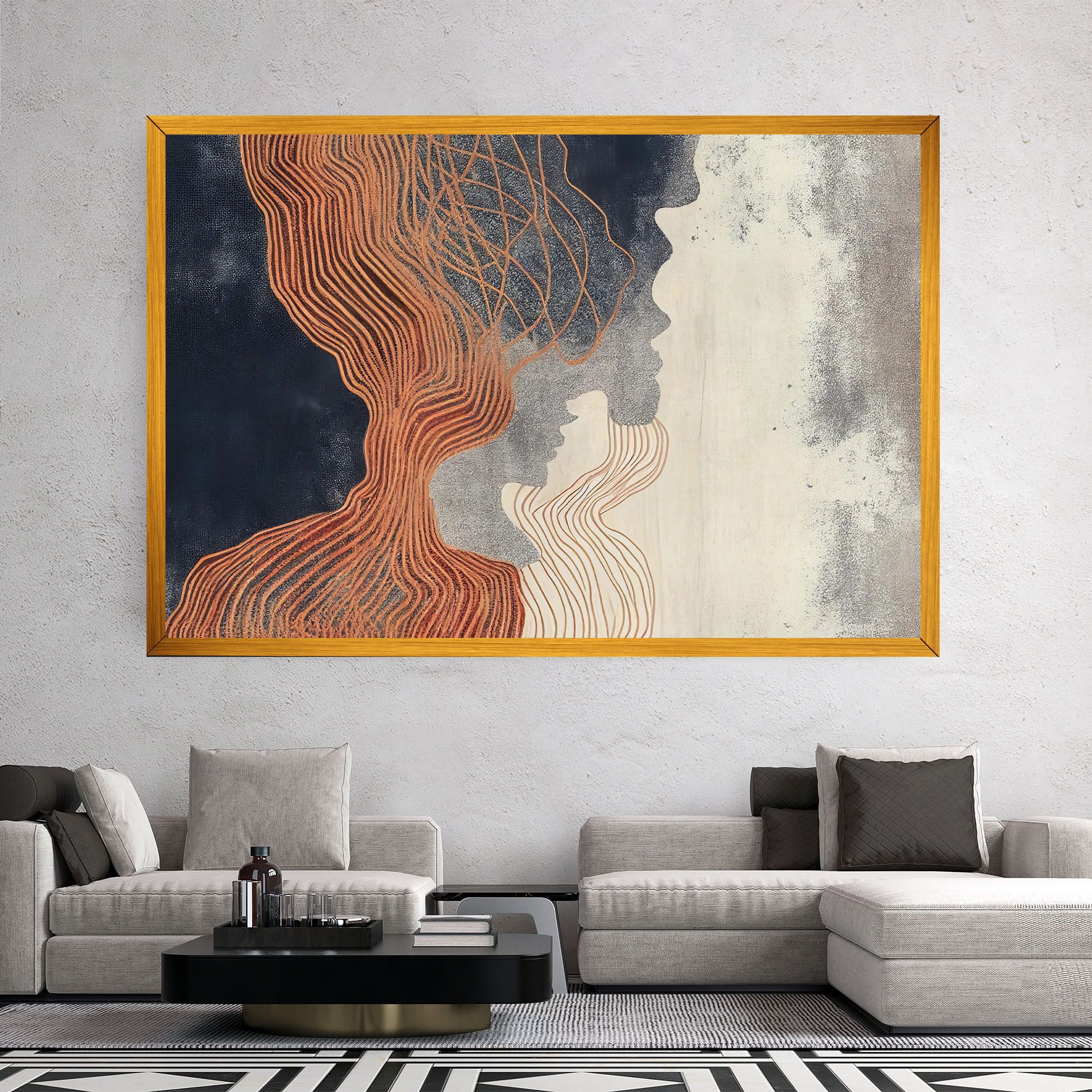 Orange Lines On Blue mockup 2