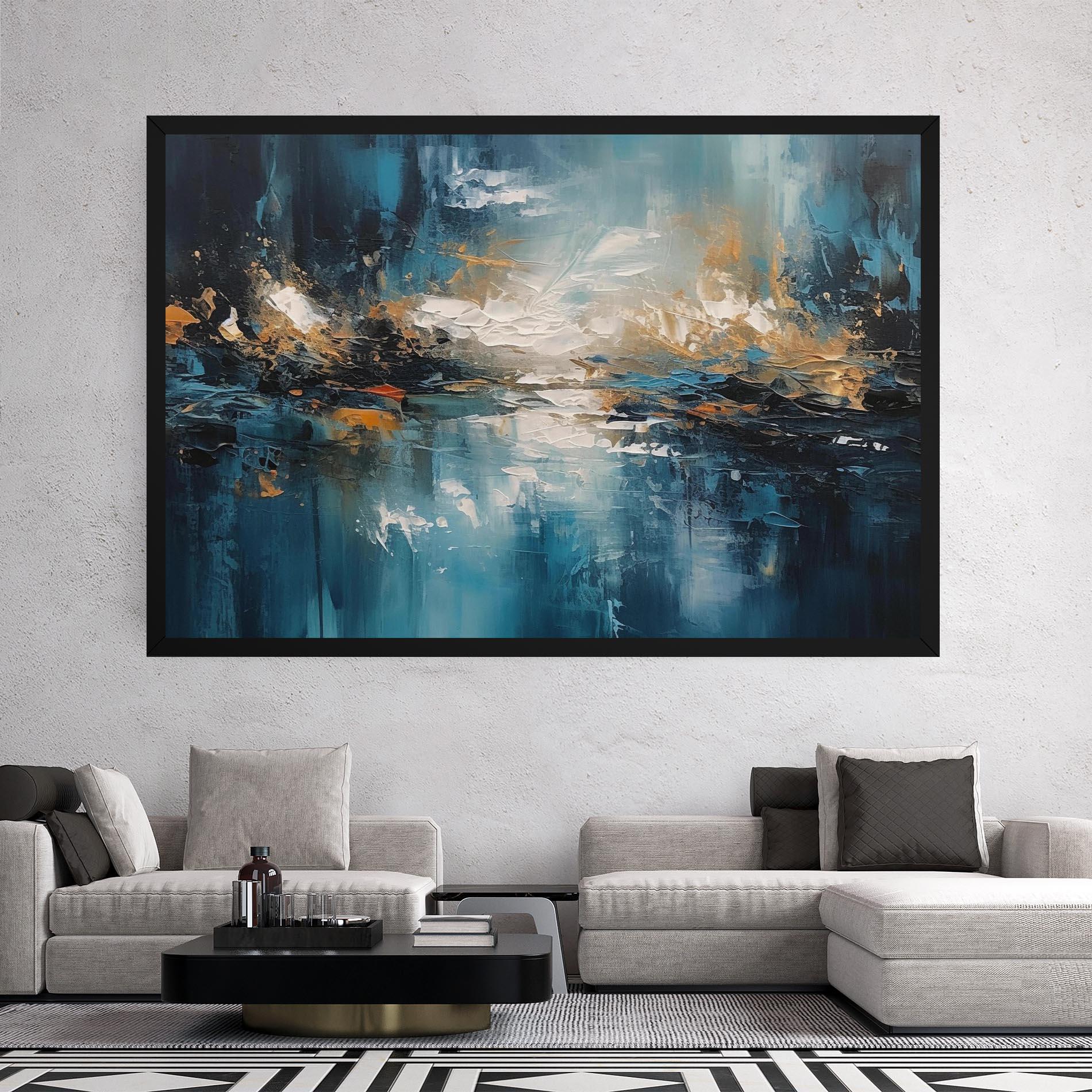 Leinwandbild Abstract Blue Art mockup 2