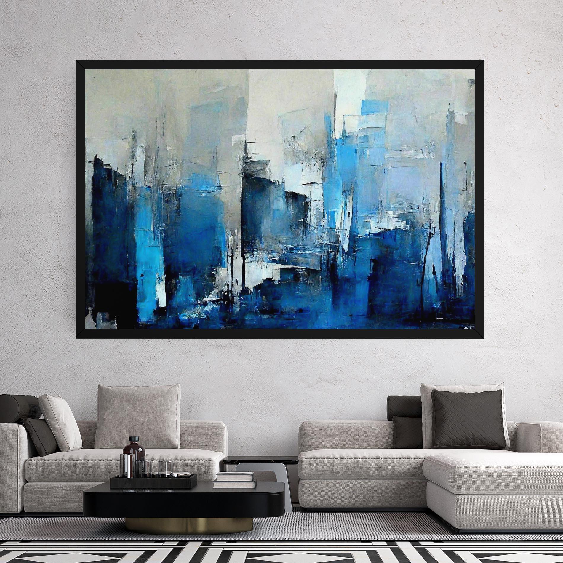 Leinwandbild Blue Gray Color mockup 2