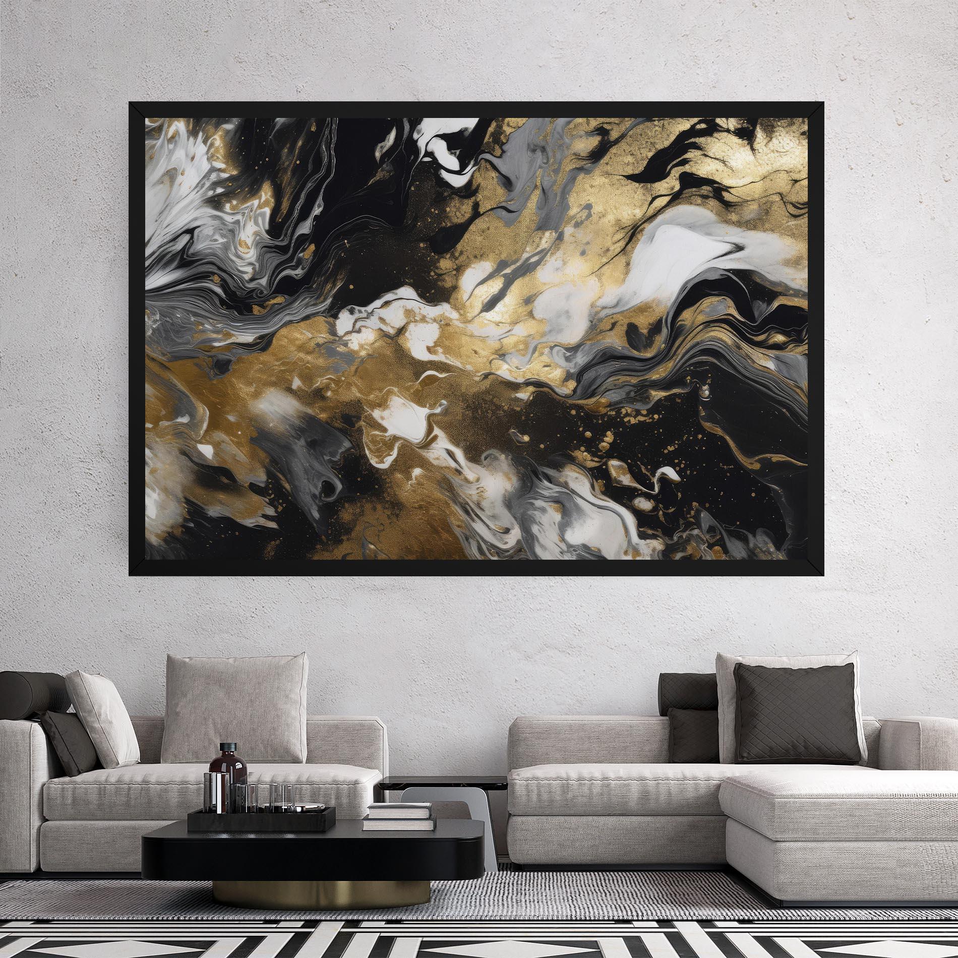 Leinwandbild Gold Acrylic Fluid mockup 2