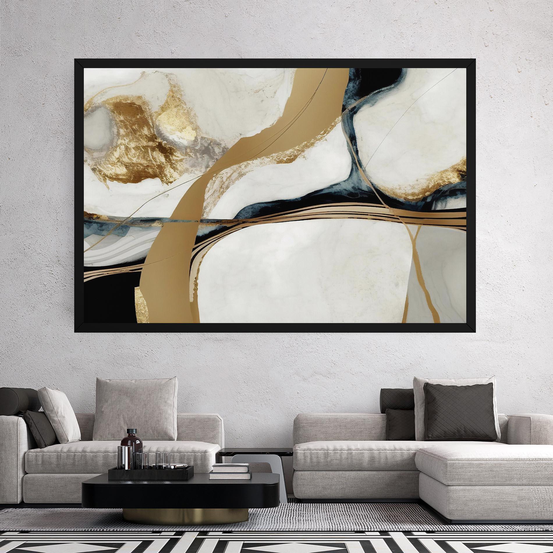 Leinwandbild Golden Blue Marble mockup 2