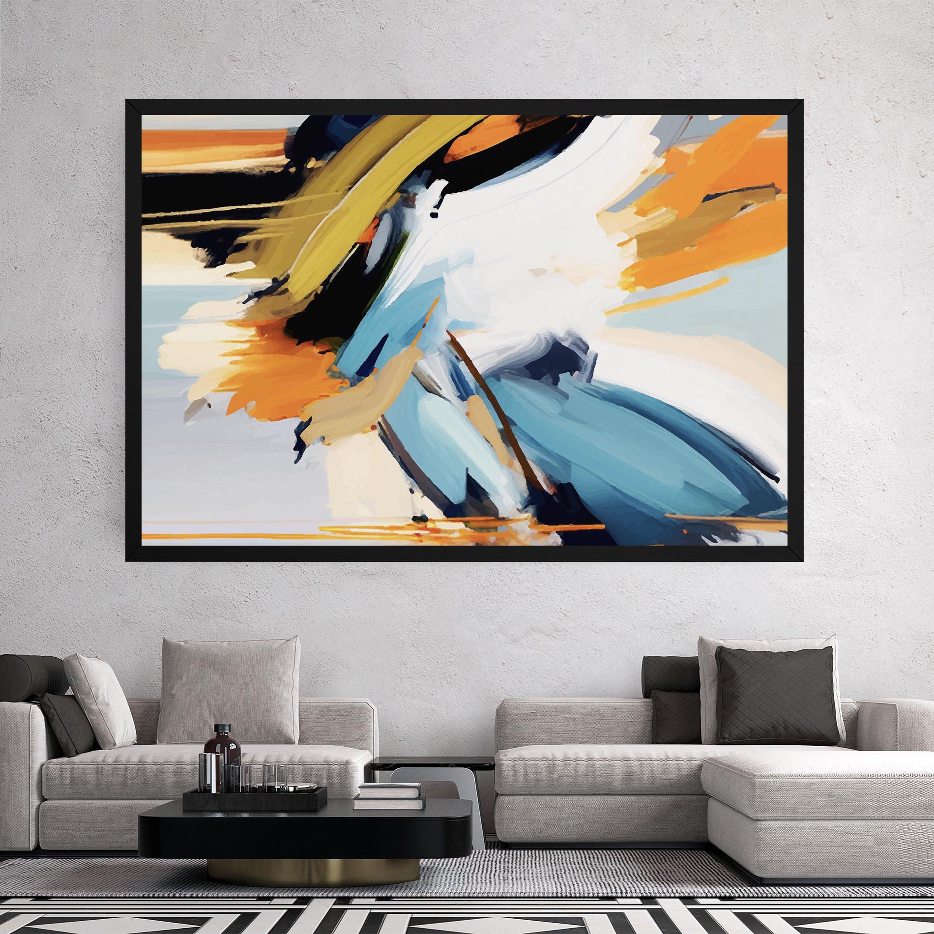 Leinwandbild Orange Blue Art mockup 2