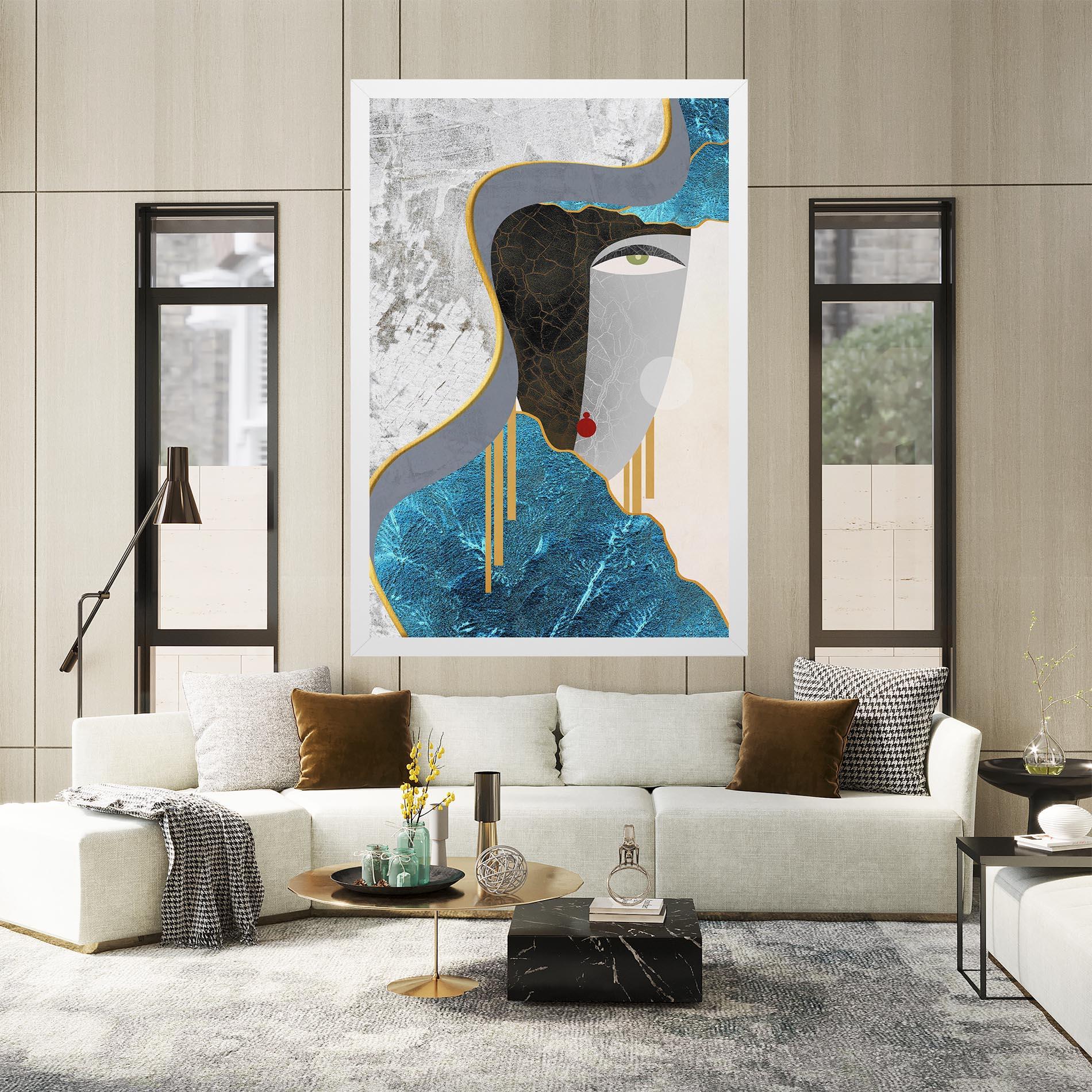 Leinwandbild Abstract Blue Face mockup 2