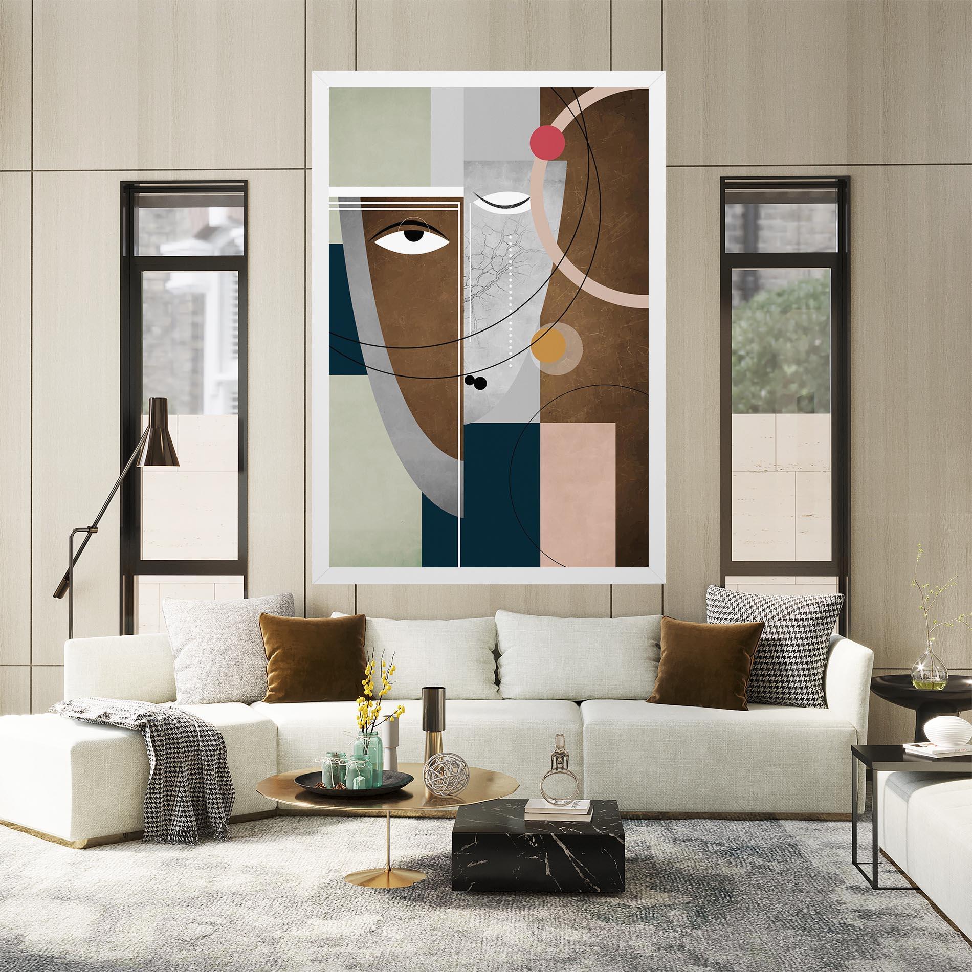 Leinwandbild Abstract Brown Face mockup 2