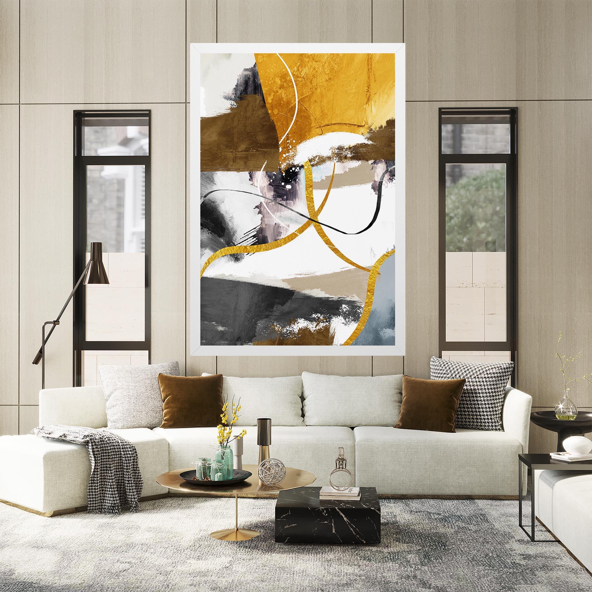 Leinwandbild Chaotic Golden Painting mockup 2