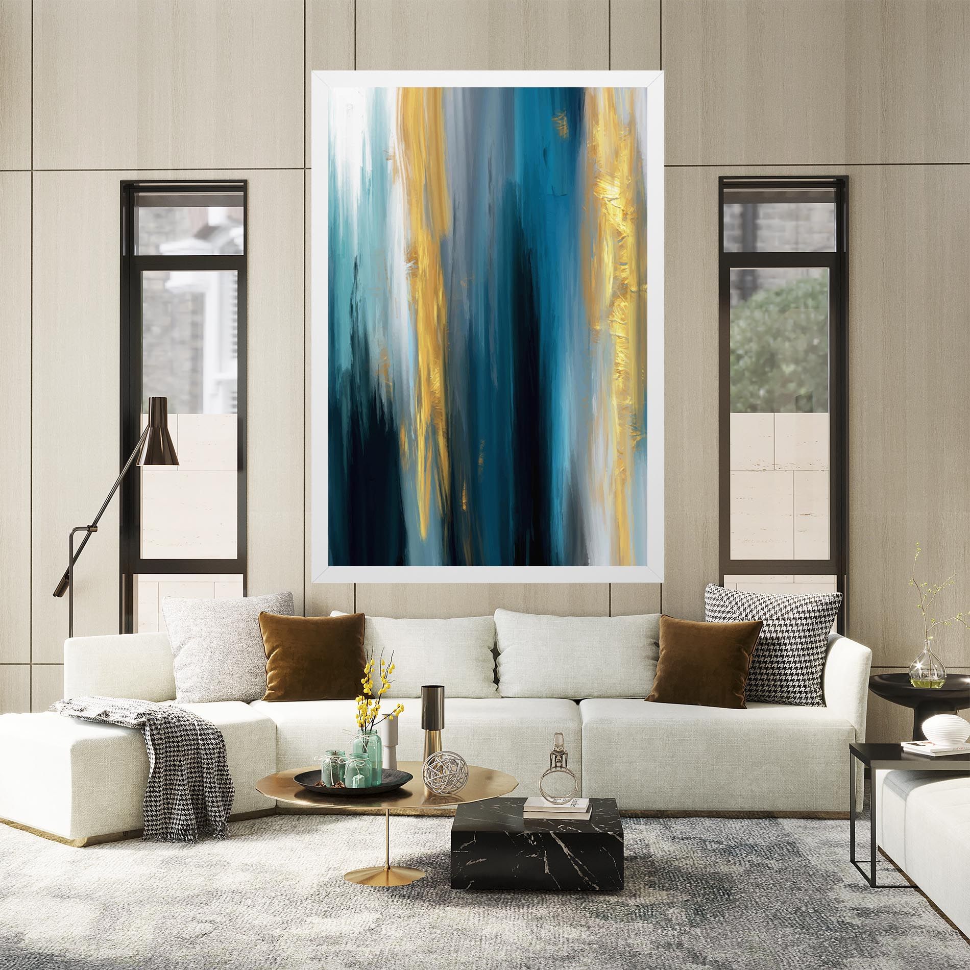 Golden Black Blue Art mockup 2