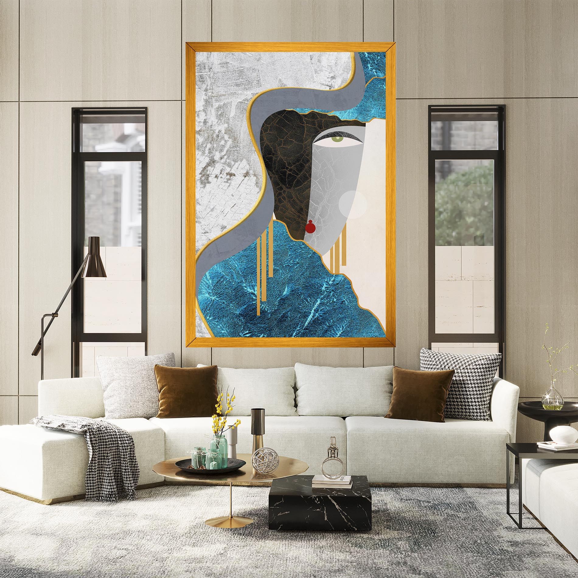 Abstract Blue Face mockup 2