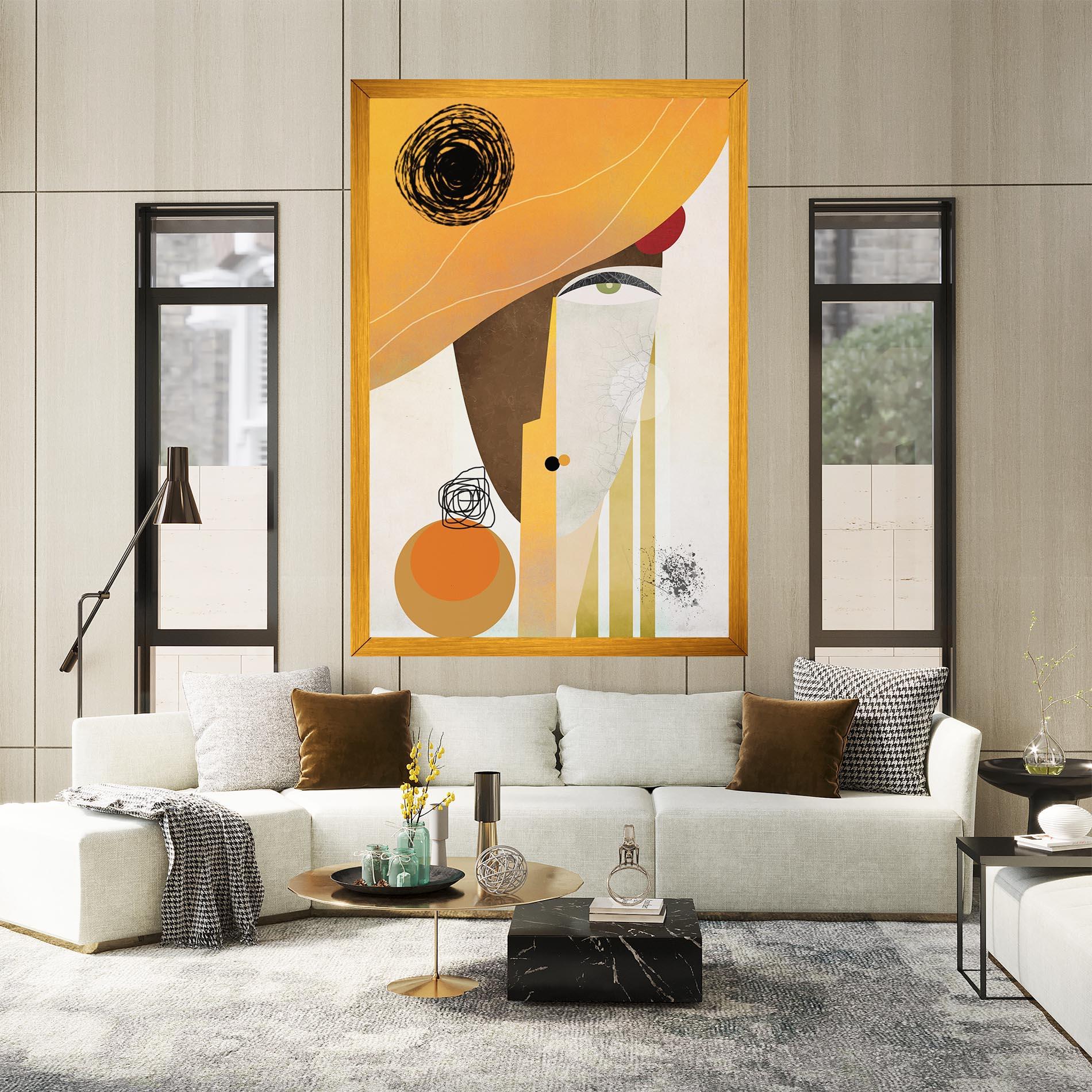 Leinwandbild Abstract Orange Face mockup 2