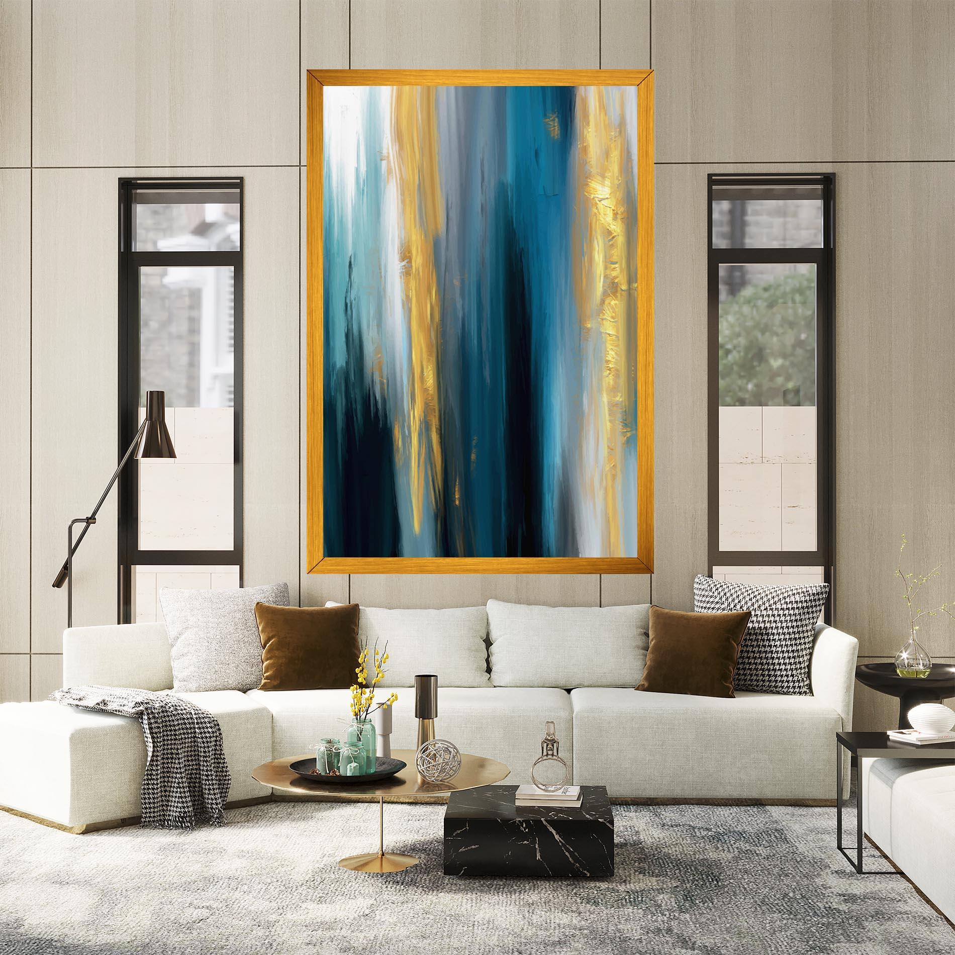 Leinwandbild Golden Black Blue Art mockup 2