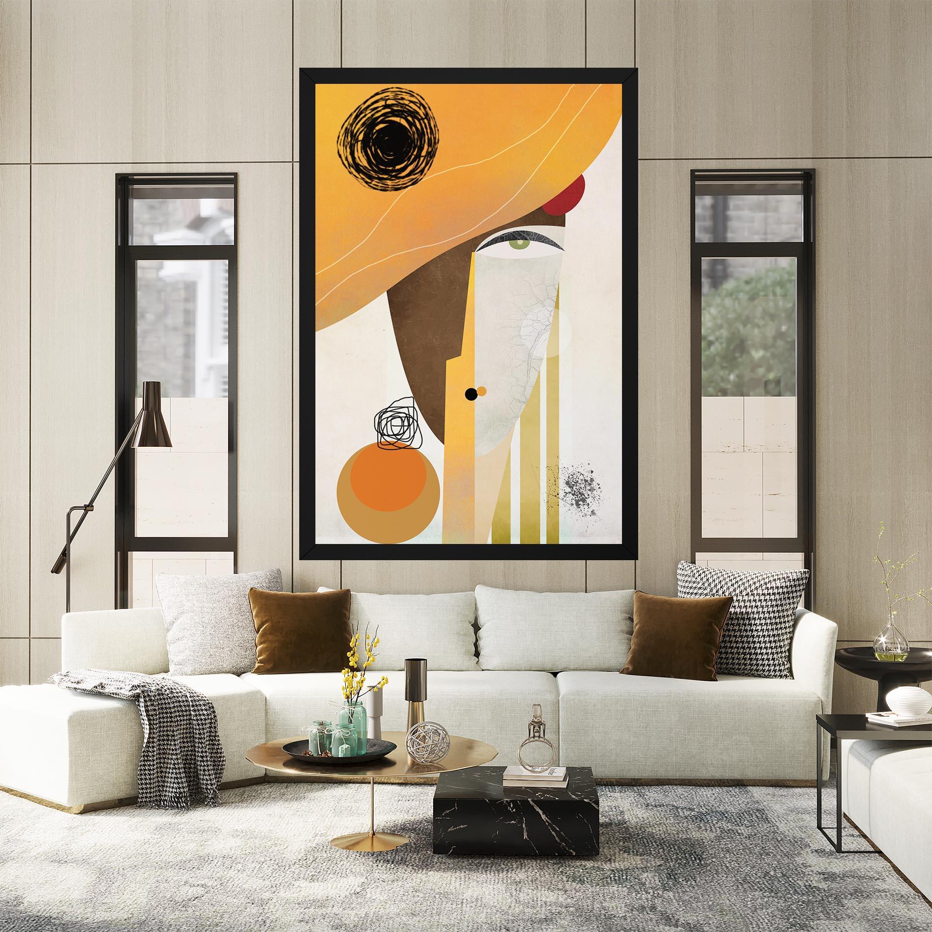 Leinwandbild Abstract Orange Face mockup 2