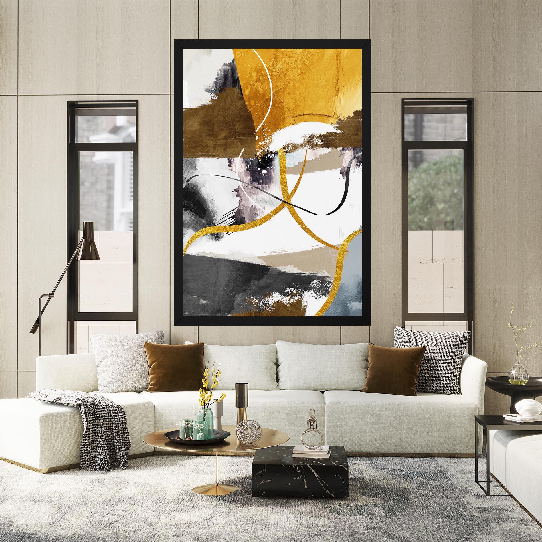 Leinwandbild Chaotic Golden Painting mockup 2