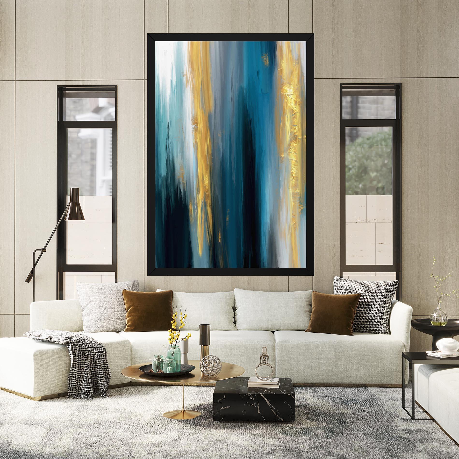 Leinwandbild Golden Black Blue Art mockup 2