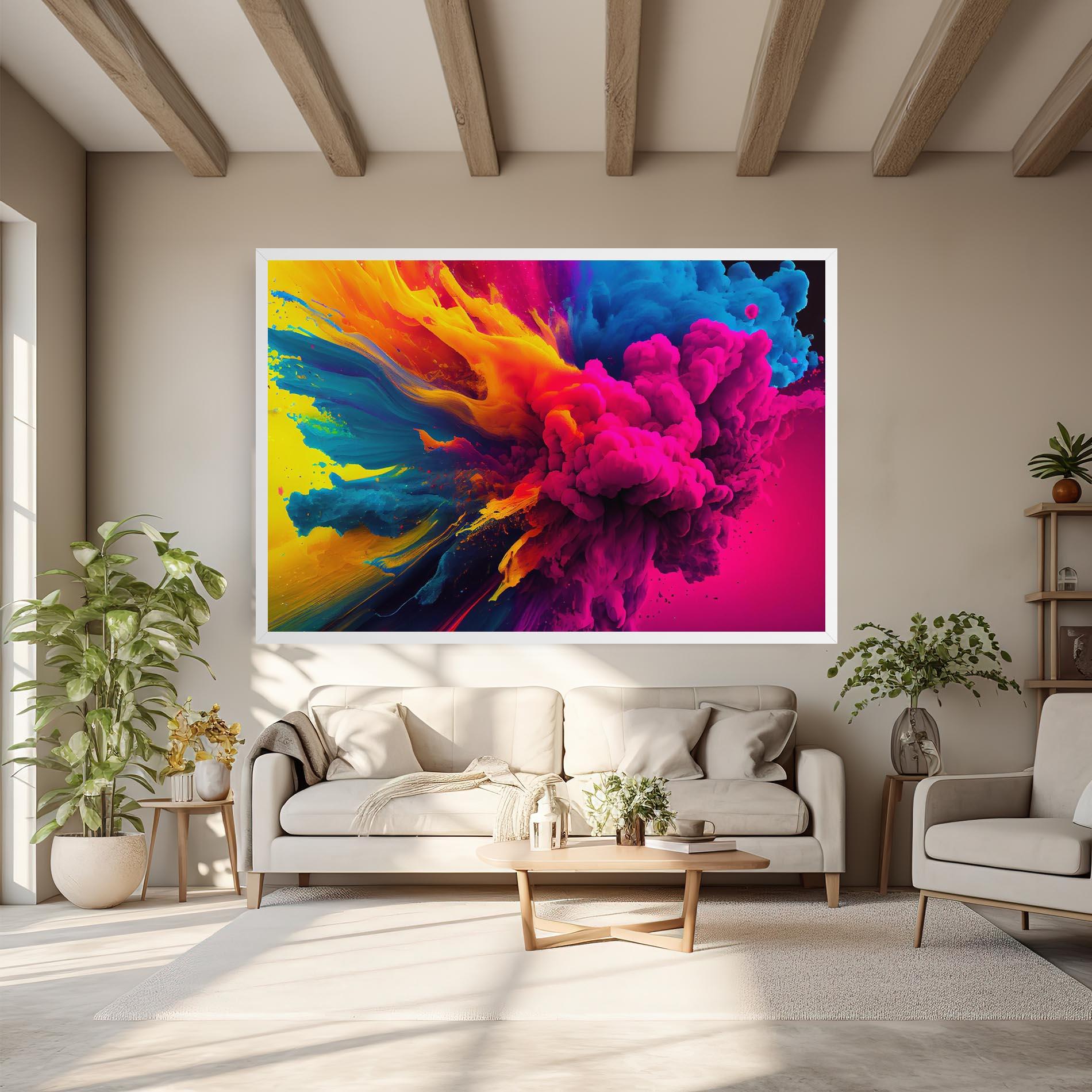 Leinwandbild Colorful Paint Explosion mockup 6
