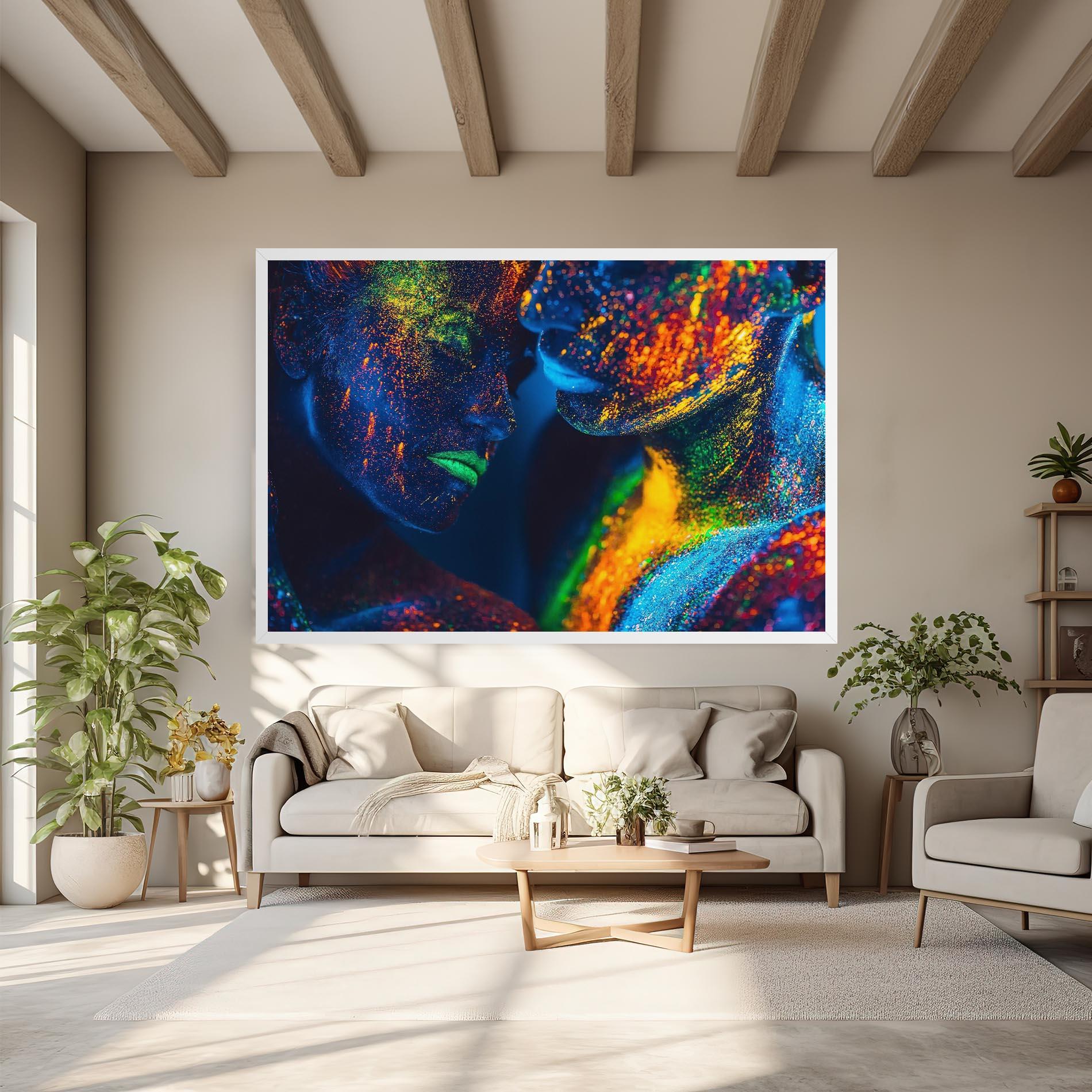 Leinwandbild Fluorescent Green Lips mockup 6