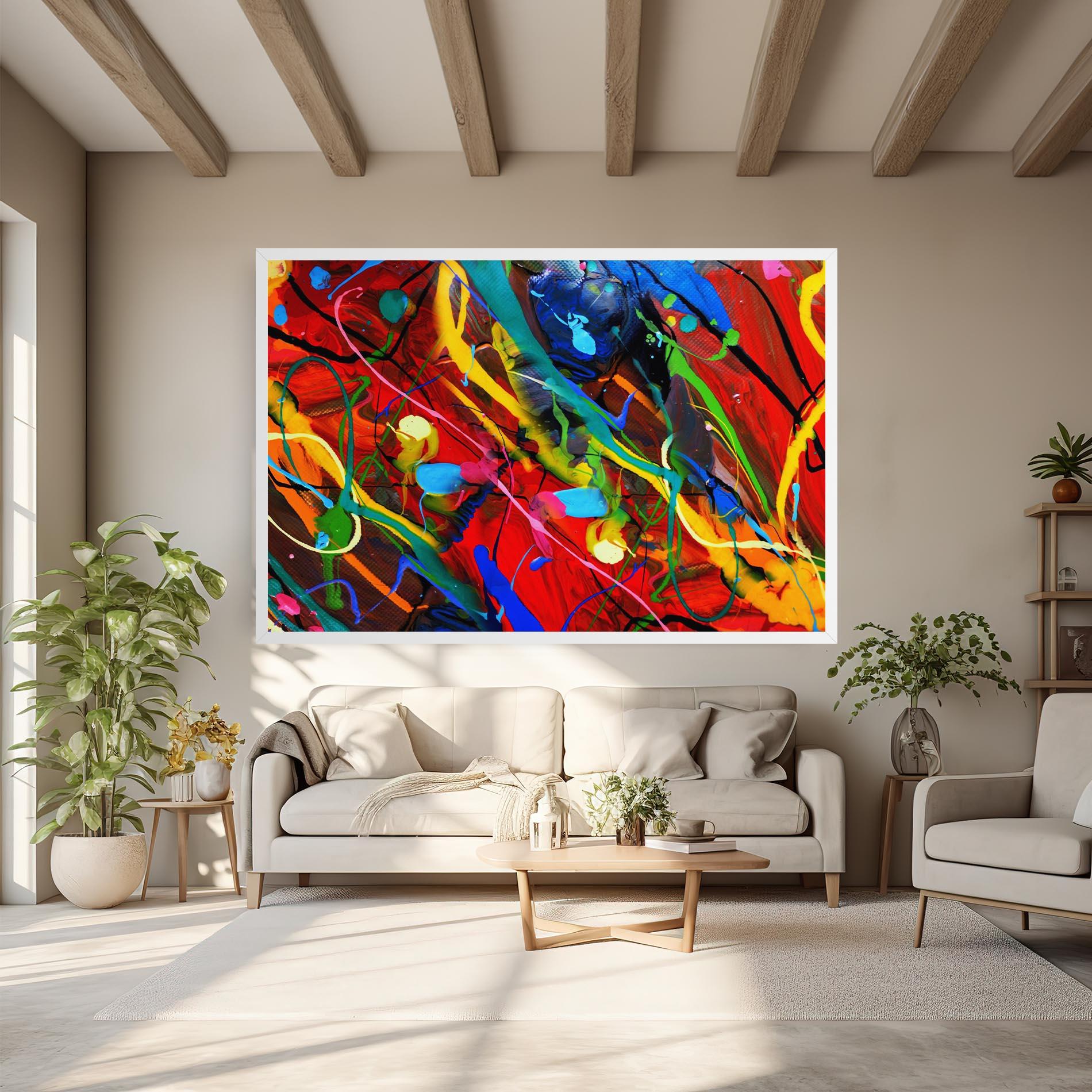 Leinwandbild Hand Draw Red Painting mockup 6