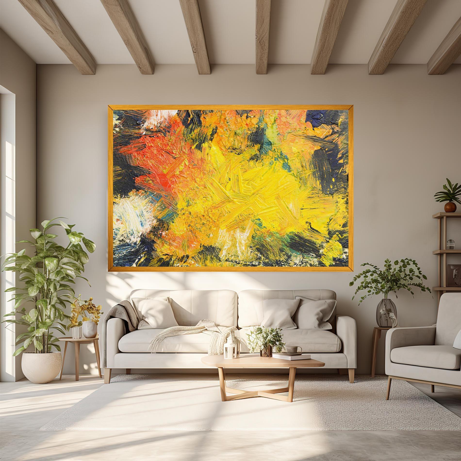 Leinwandbild Artistic Yellow Painting mockup 6