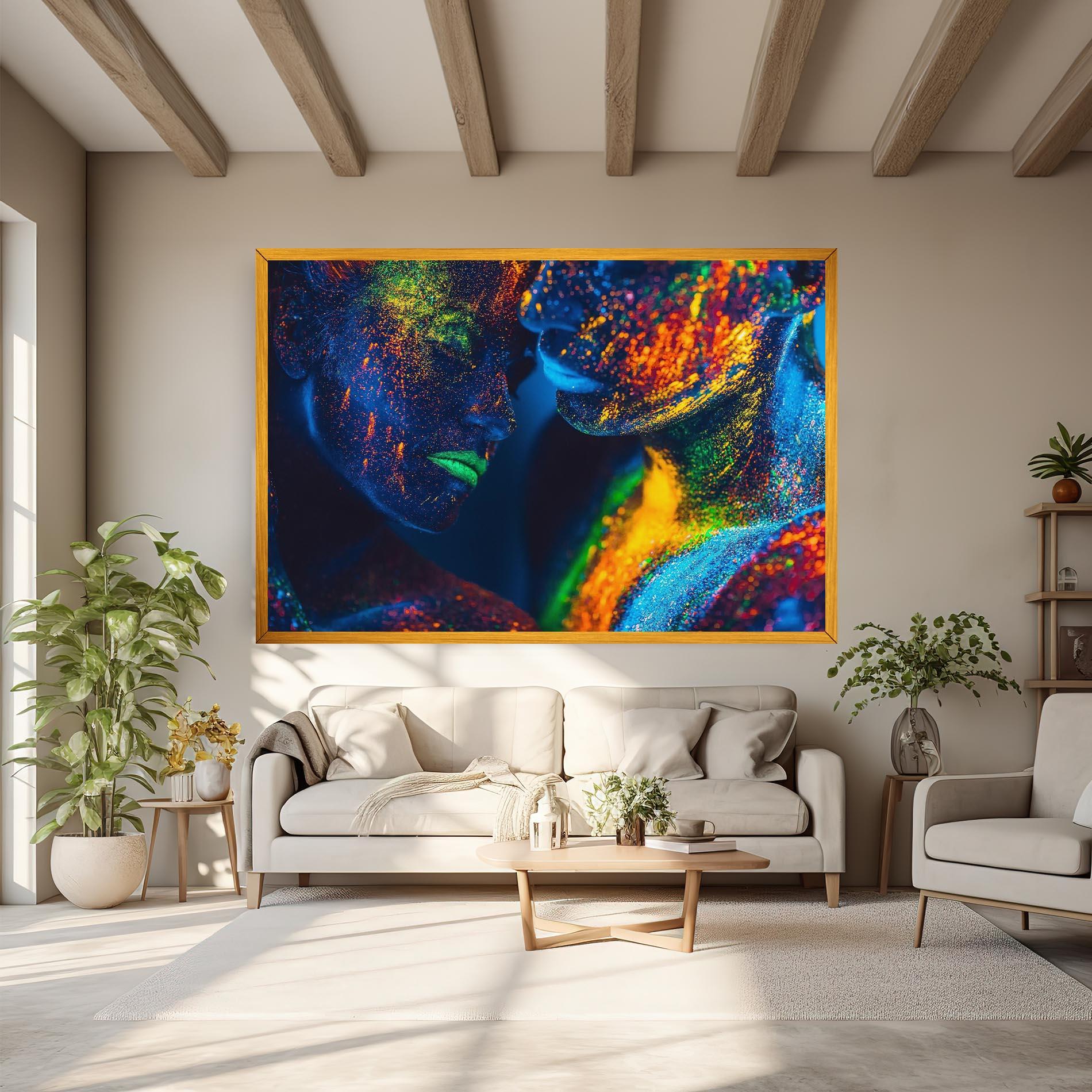 Leinwandbild Fluorescent Green Lips mockup 6