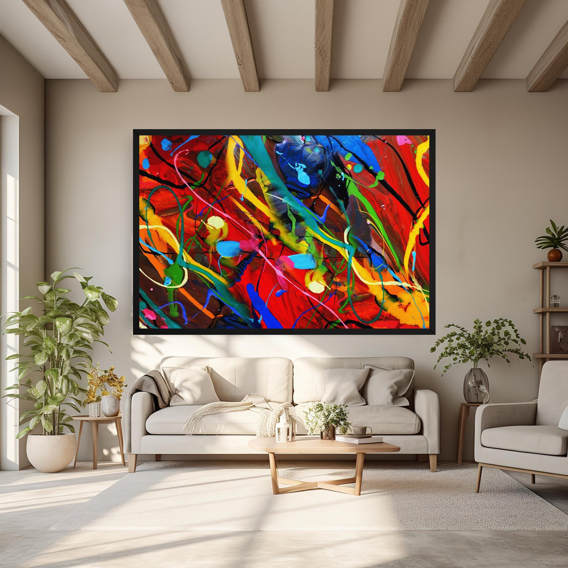 Leinwandbild Hand Draw Red Painting mockup 6