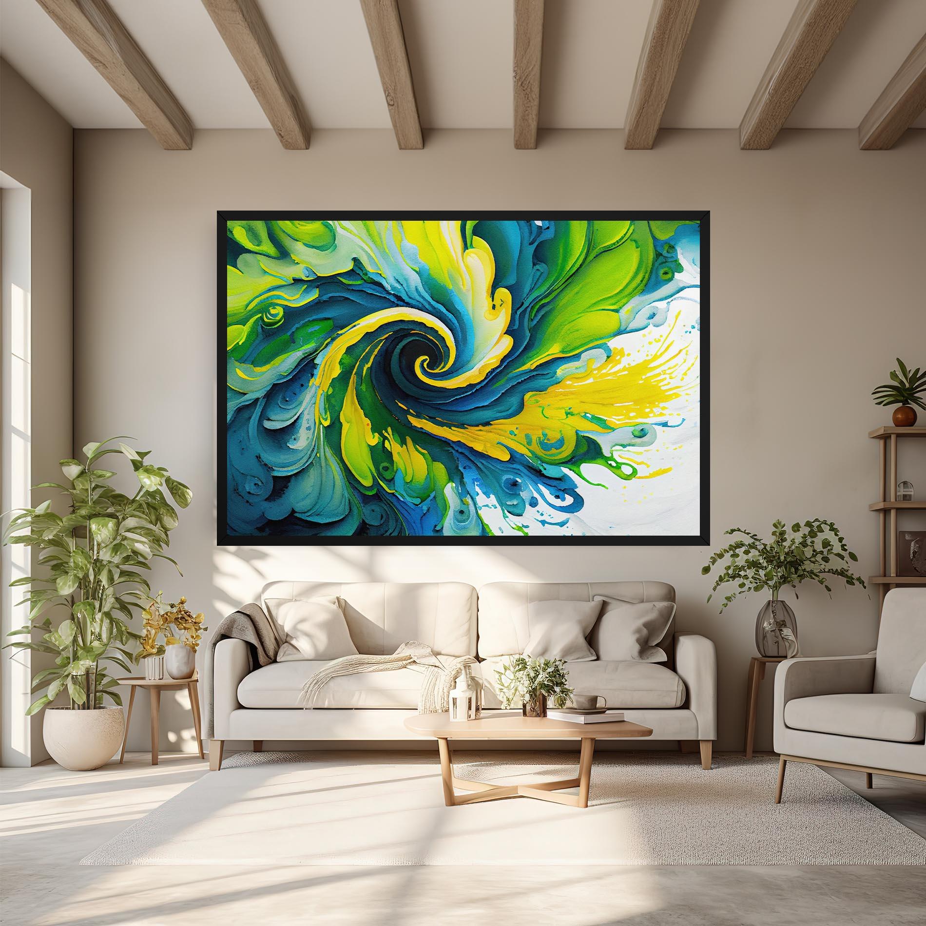 Leinwandbild Yellow Green Spiral mockup 6