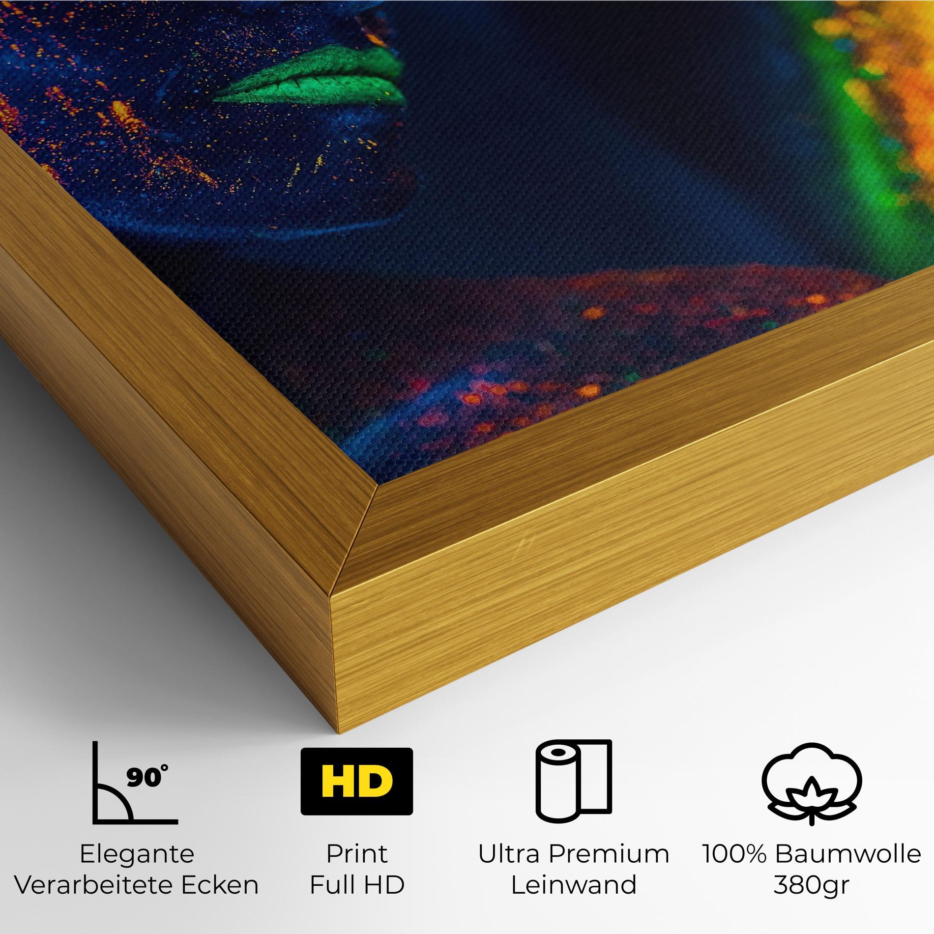 Leinwandbild Fluorescent Green Lips mockup 4