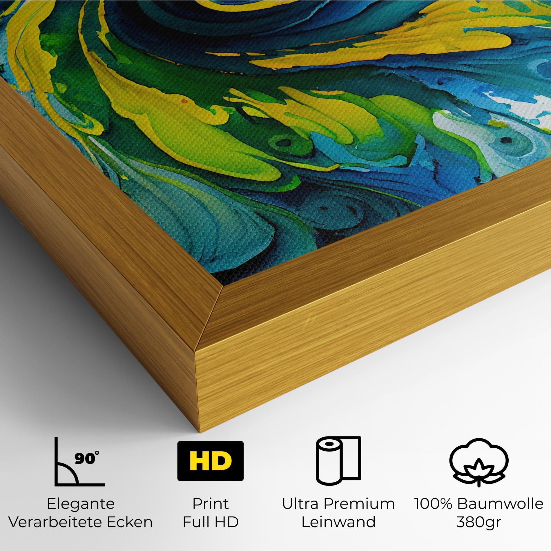 Leinwandbild Yellow Green Spiral mockup 4