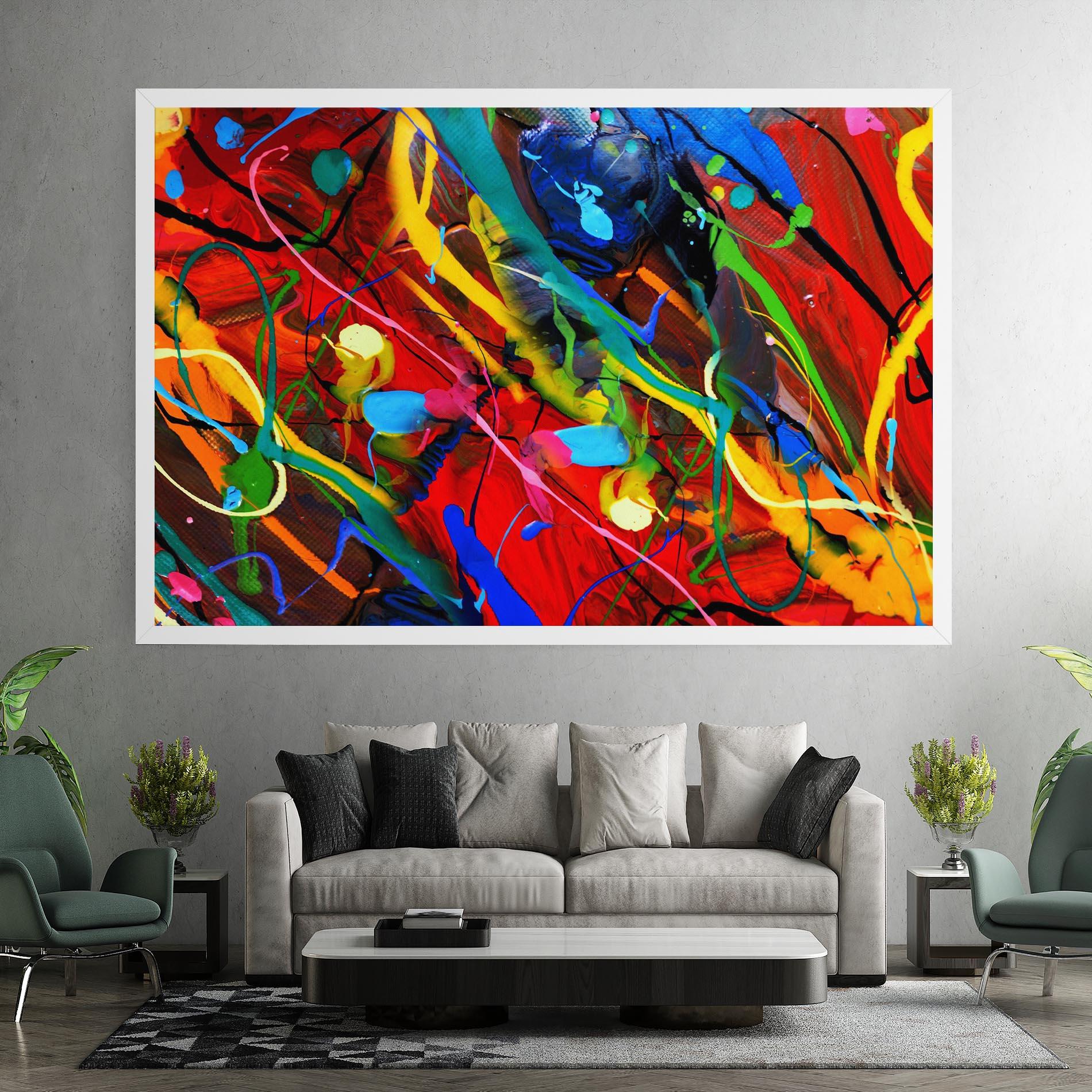 Leinwandbild Hand Draw Red Painting mockup 7