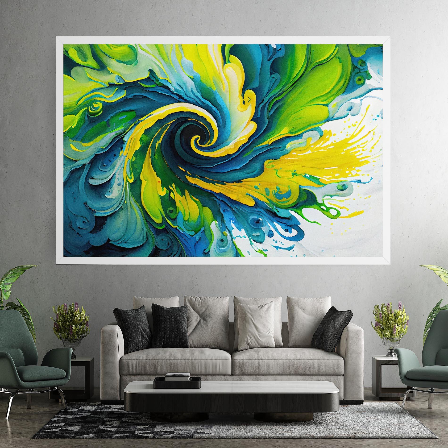 Leinwandbild Yellow Green Spiral mockup 7