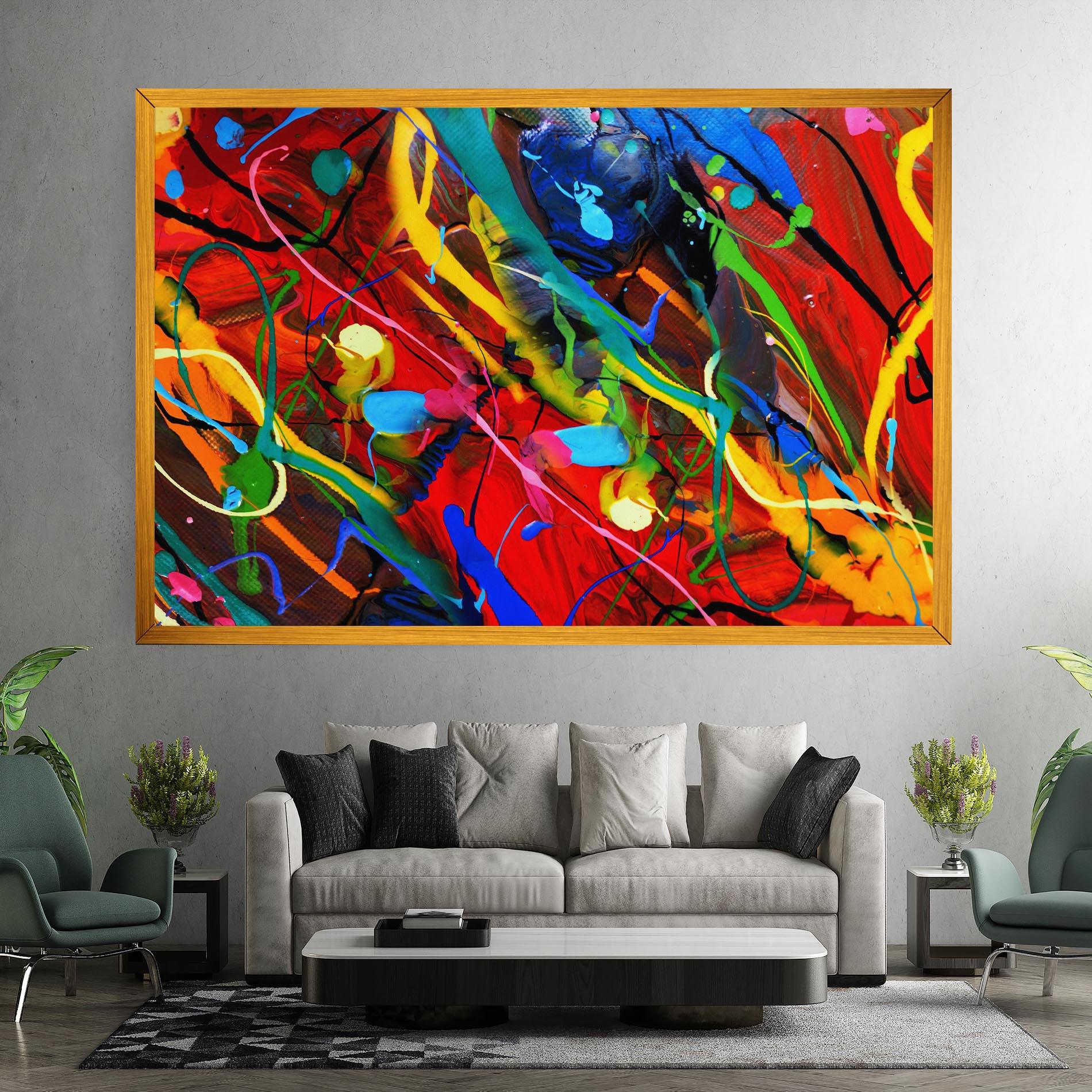 Leinwandbild Hand Draw Red Painting mockup 7