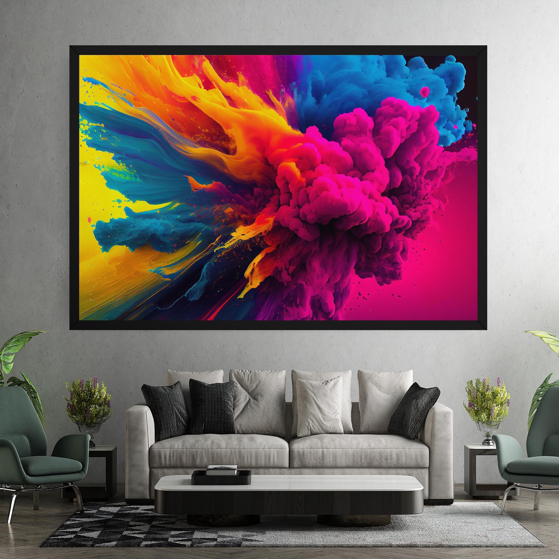 Leinwandbild Colorful Paint Explosion mockup 7