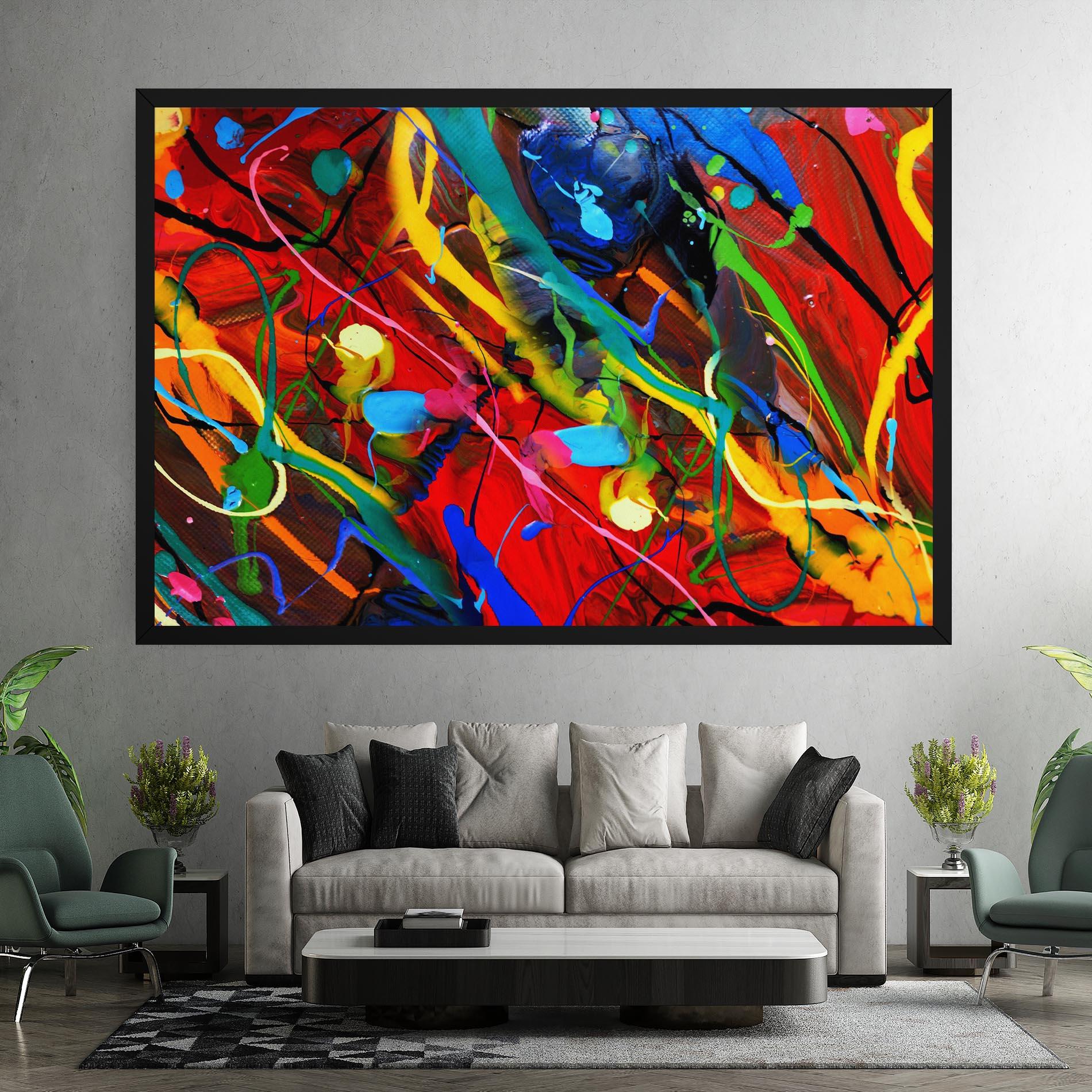 Leinwandbild Hand Draw Red Painting mockup 7