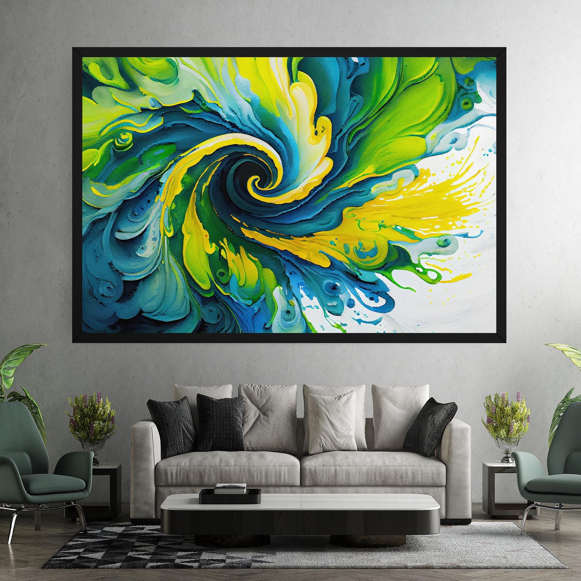 Leinwandbild Yellow Green Spiral mockup 7