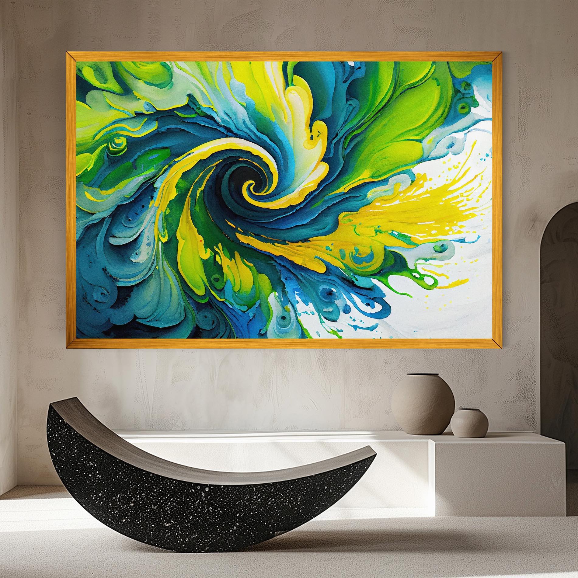 Leinwandbild Yellow Green Spiral mockup 8