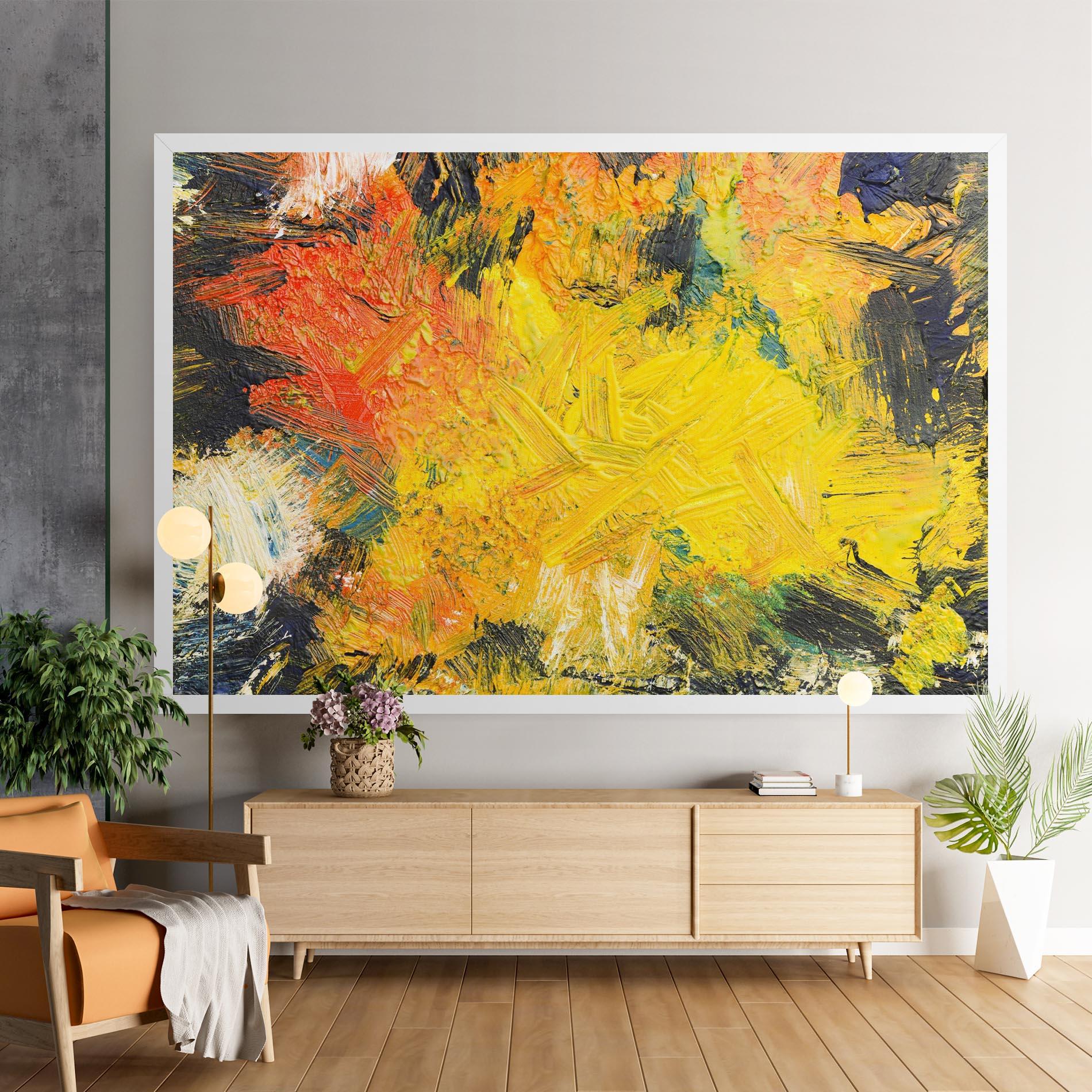 Leinwandbild Artistic Yellow Painting mockup 9