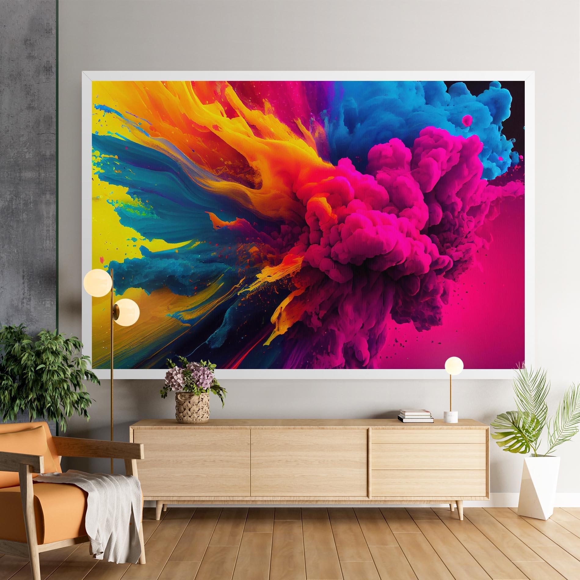 Leinwandbild Colorful Paint Explosion mockup 9