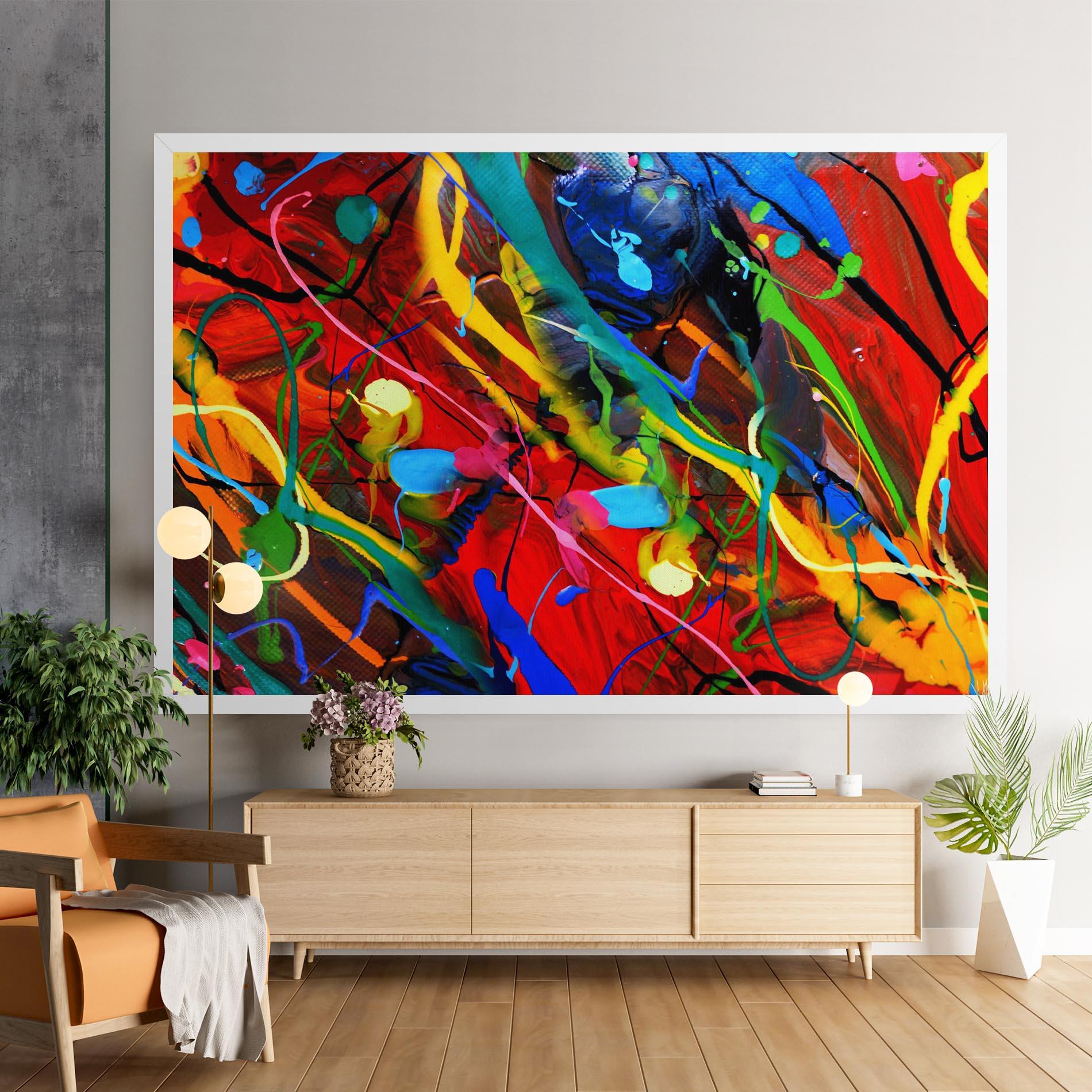 Leinwandbild Hand Draw Red Painting mockup 9