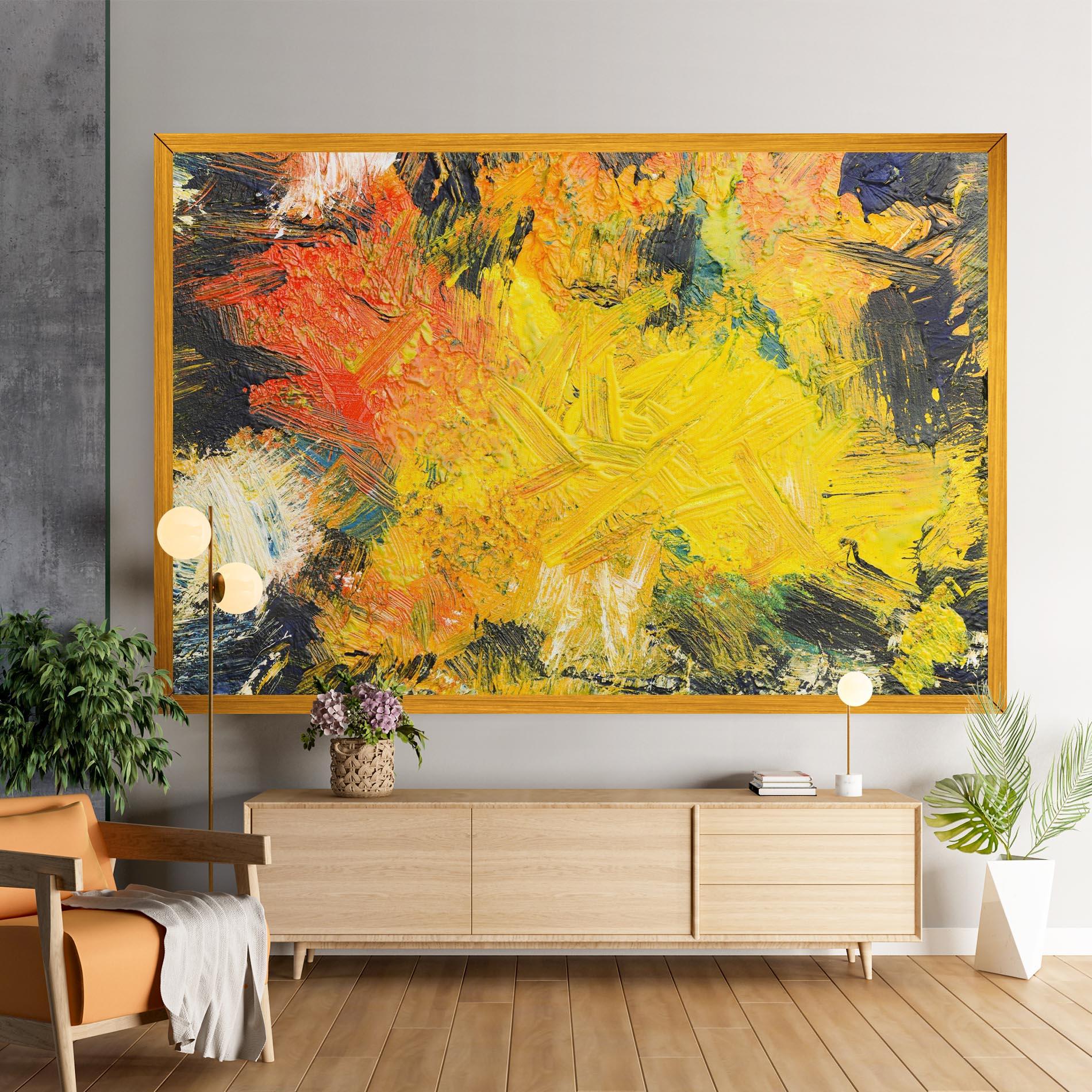 Leinwandbild Artistic Yellow Painting mockup 9