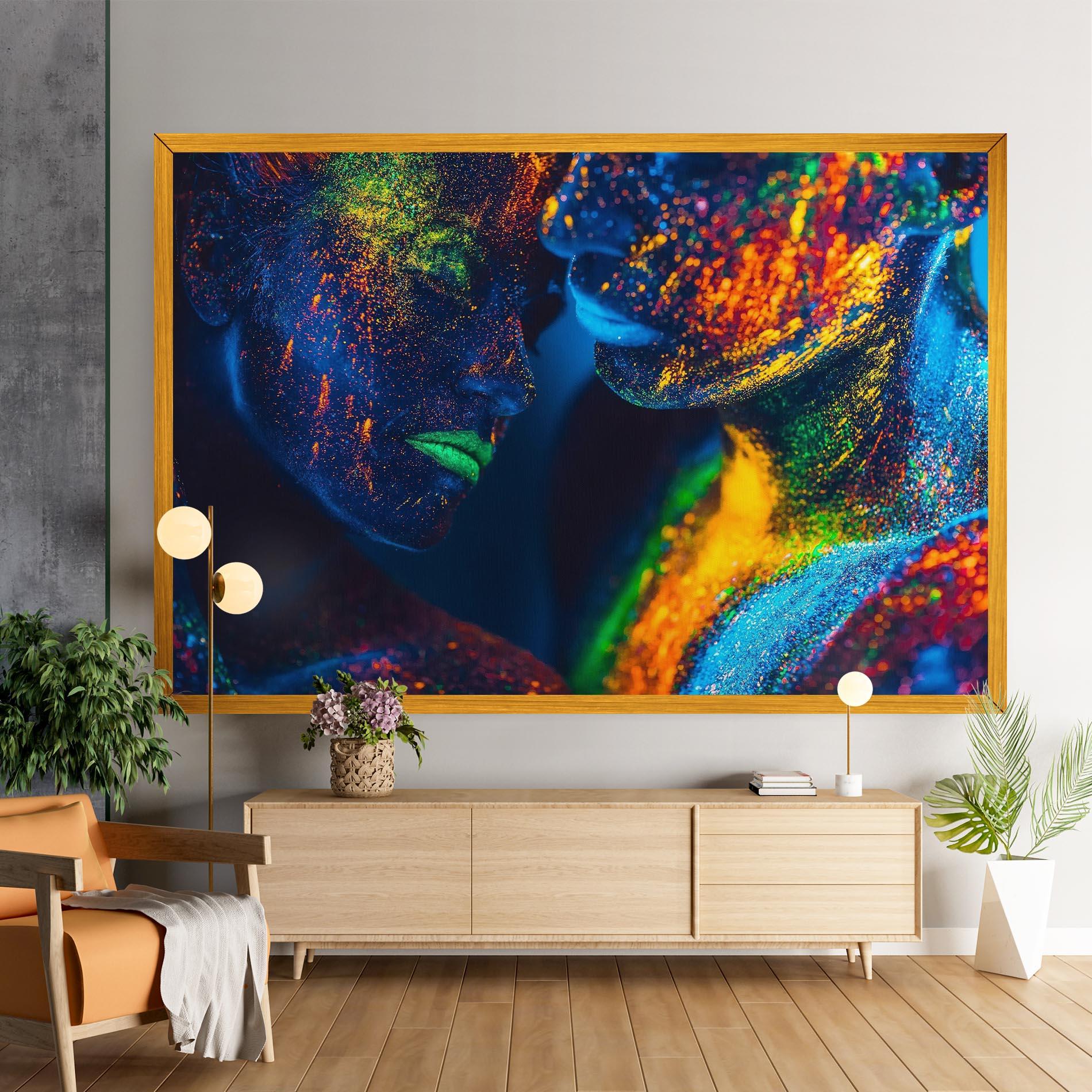 Leinwandbild Fluorescent Green Lips mockup 9