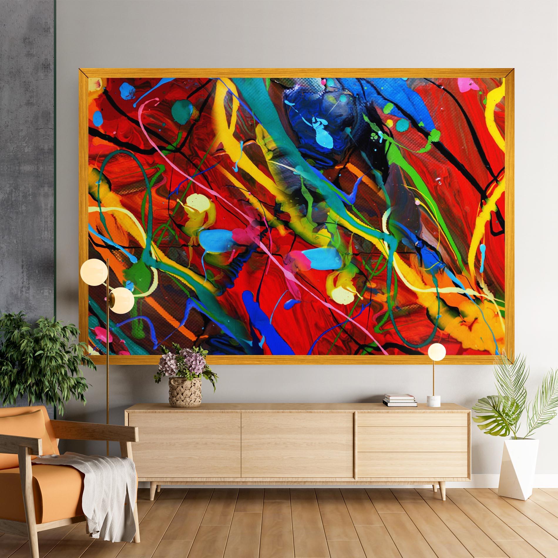 Leinwandbild Hand Draw Red Painting mockup 9