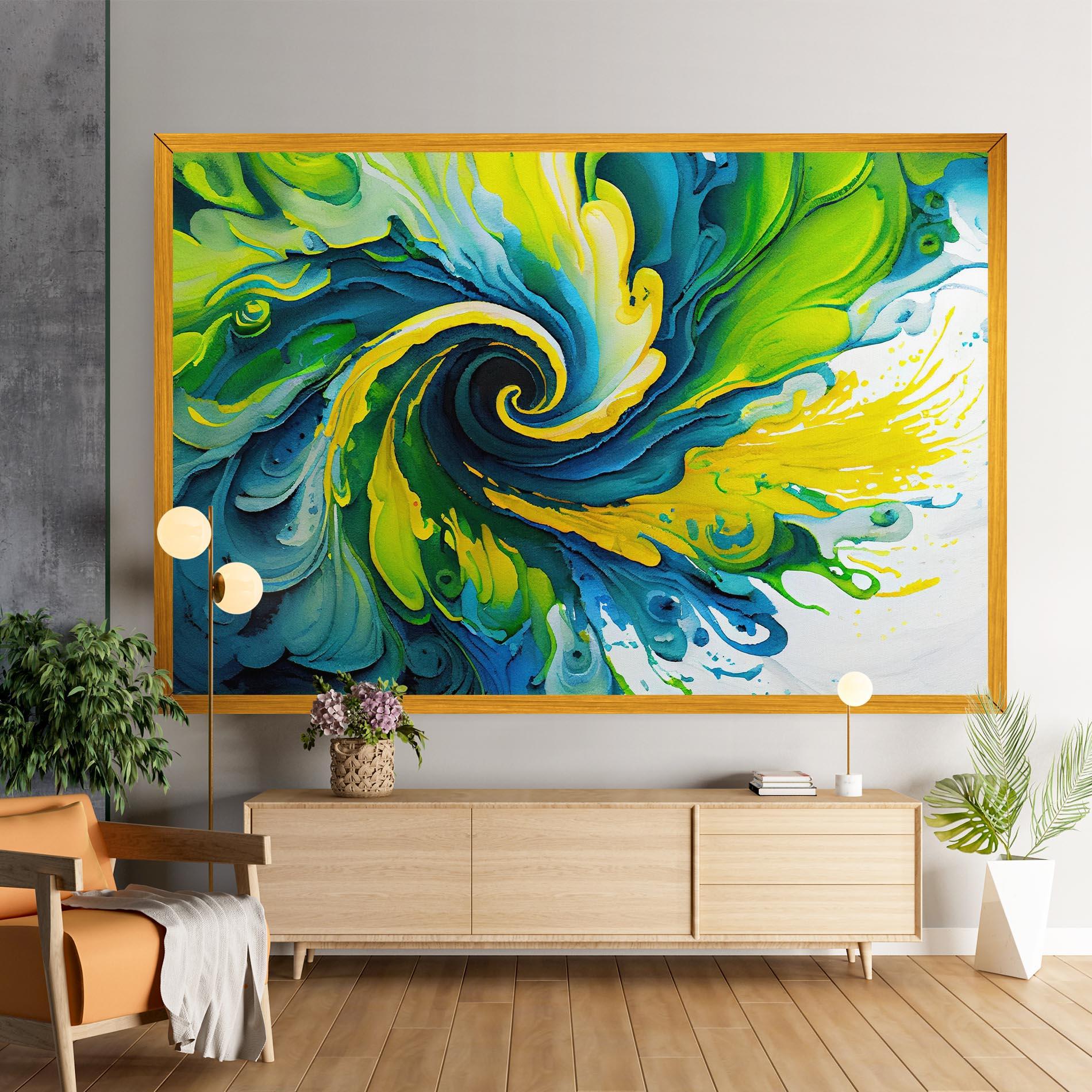 Leinwandbild Yellow Green Spiral mockup 9