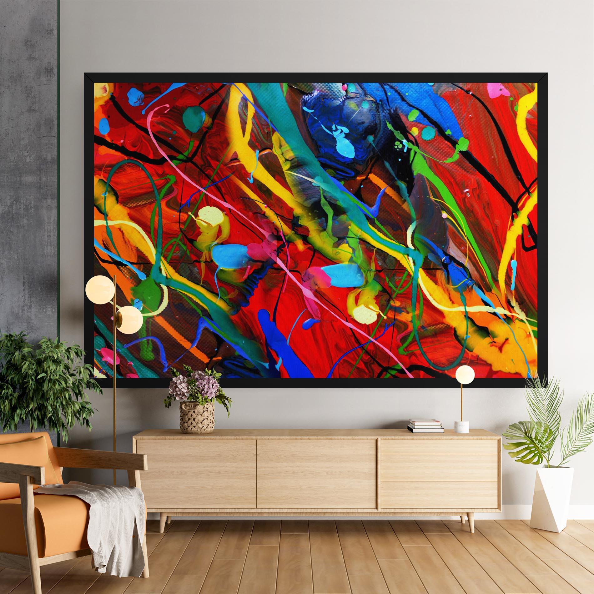 Leinwandbild Hand Draw Red Painting mockup 9