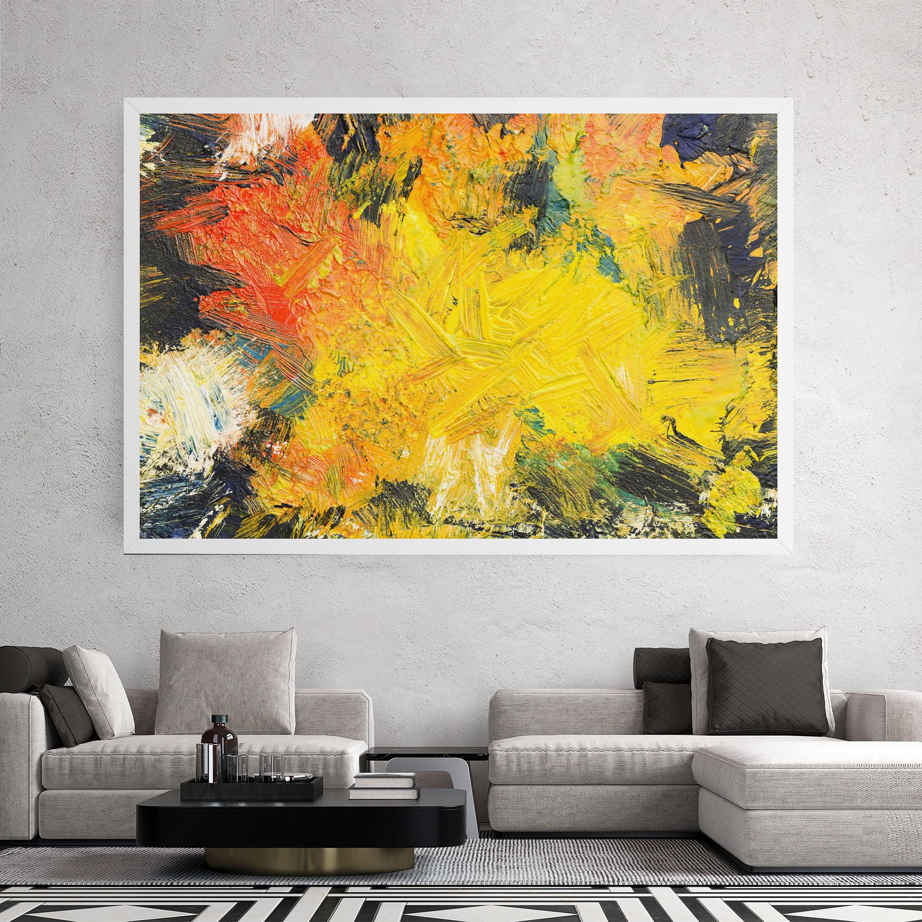 Leinwandbild Artistic Yellow Painting mockup 2
