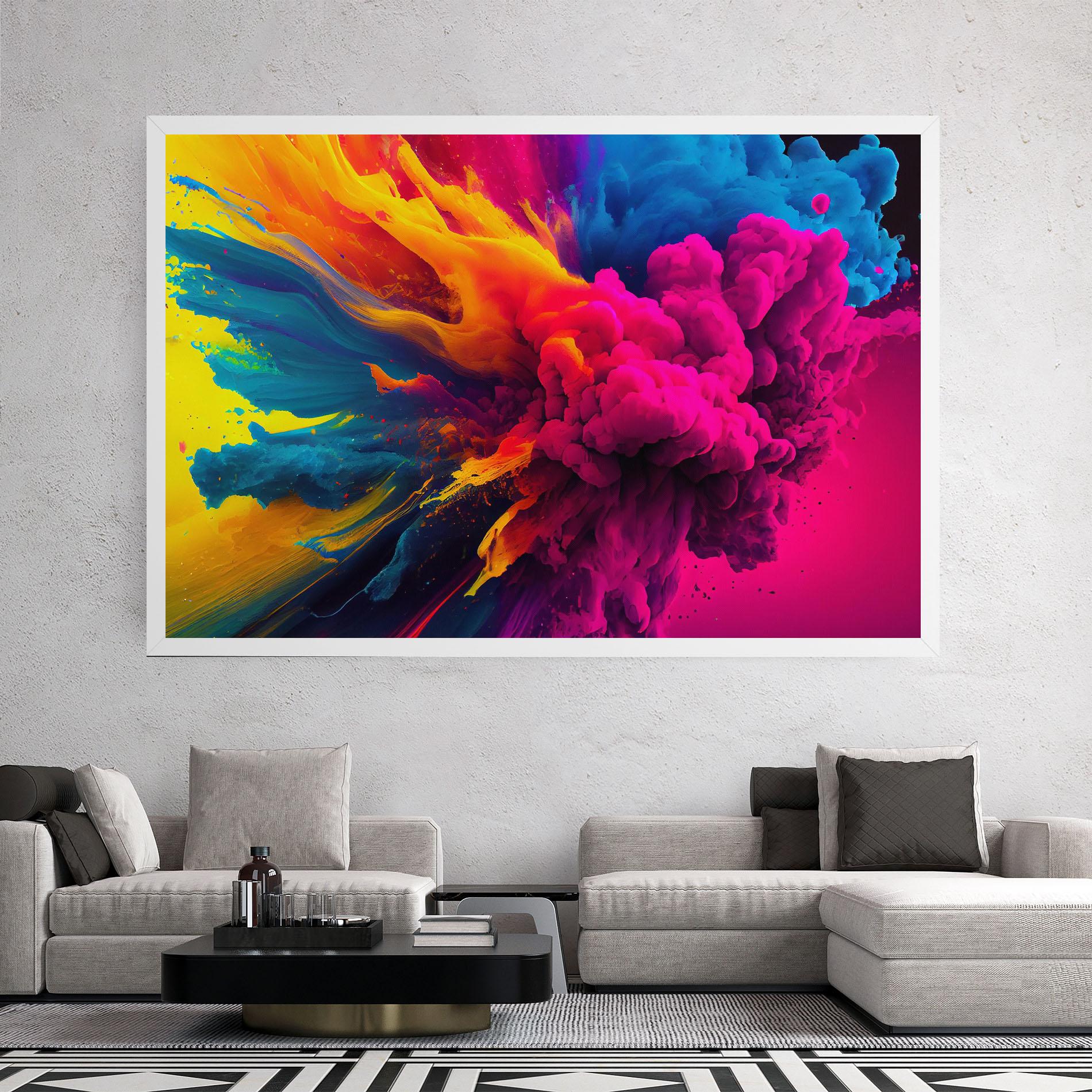 Leinwandbild Colorful Paint Explosion mockup 2