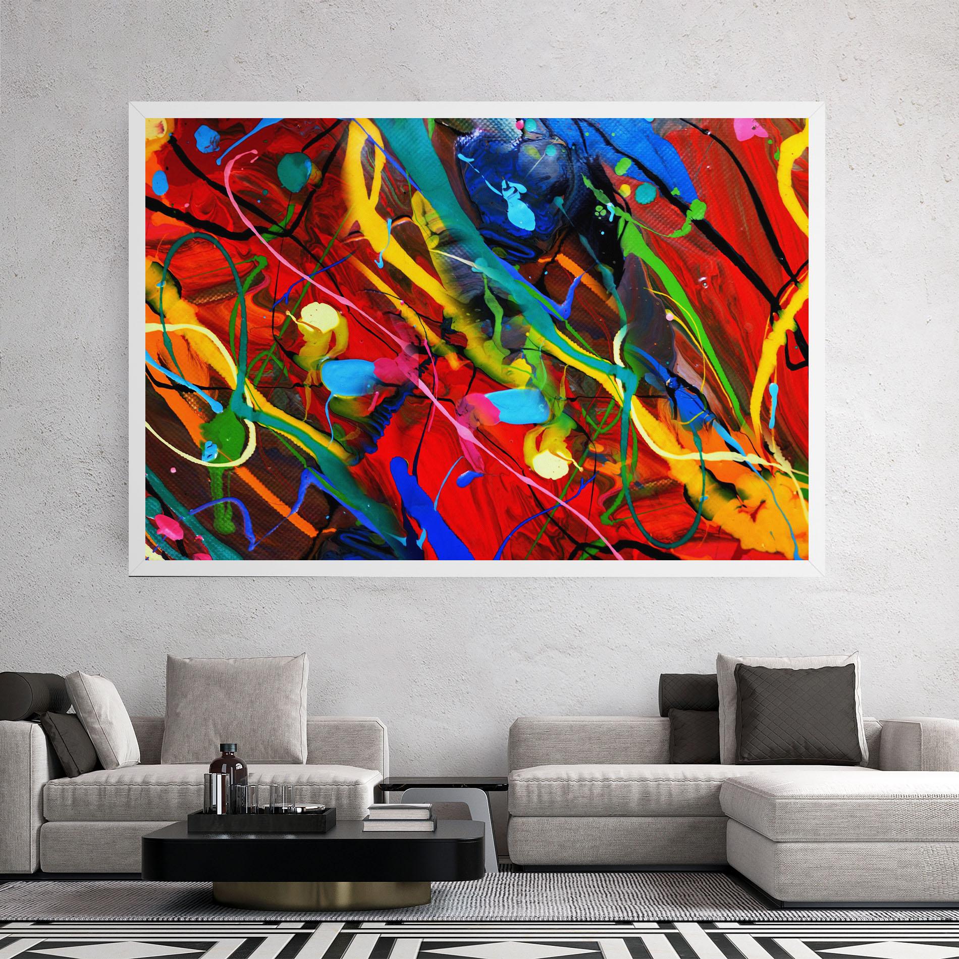 Leinwandbild Hand Draw Red Painting mockup 2