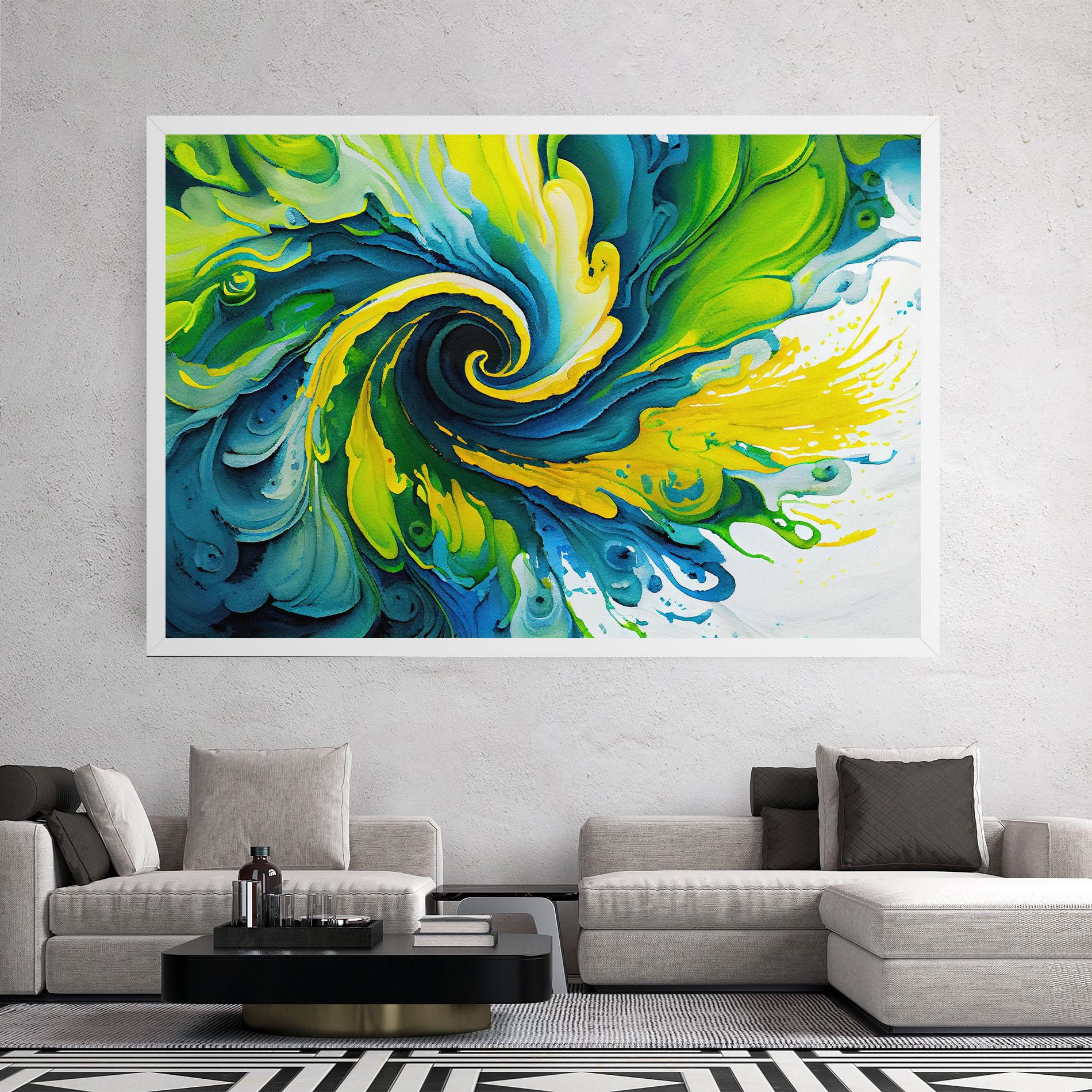 Leinwandbild Yellow Green Spiral mockup 2